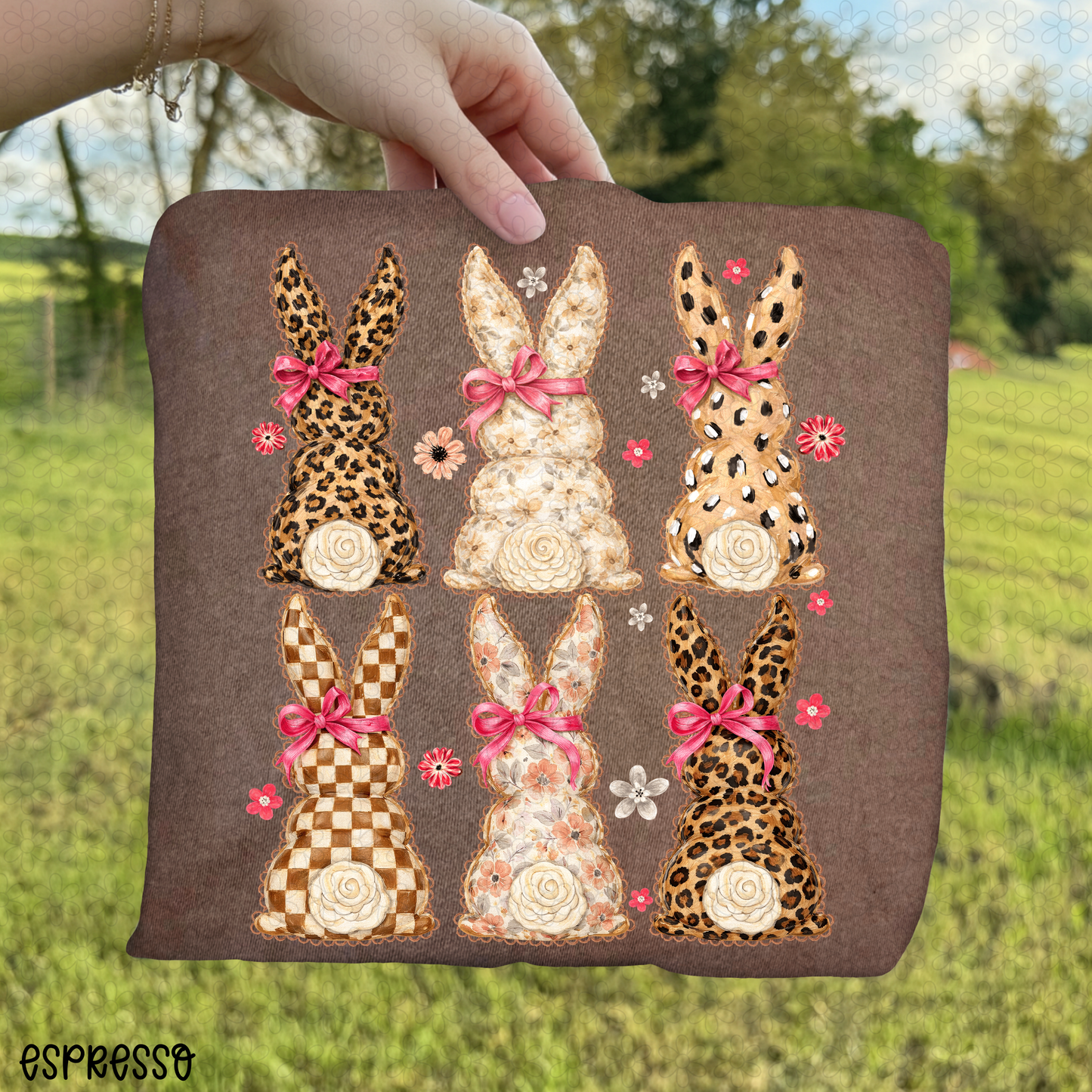 Leopard Floral Checkered Bunnies DTF Transfer
