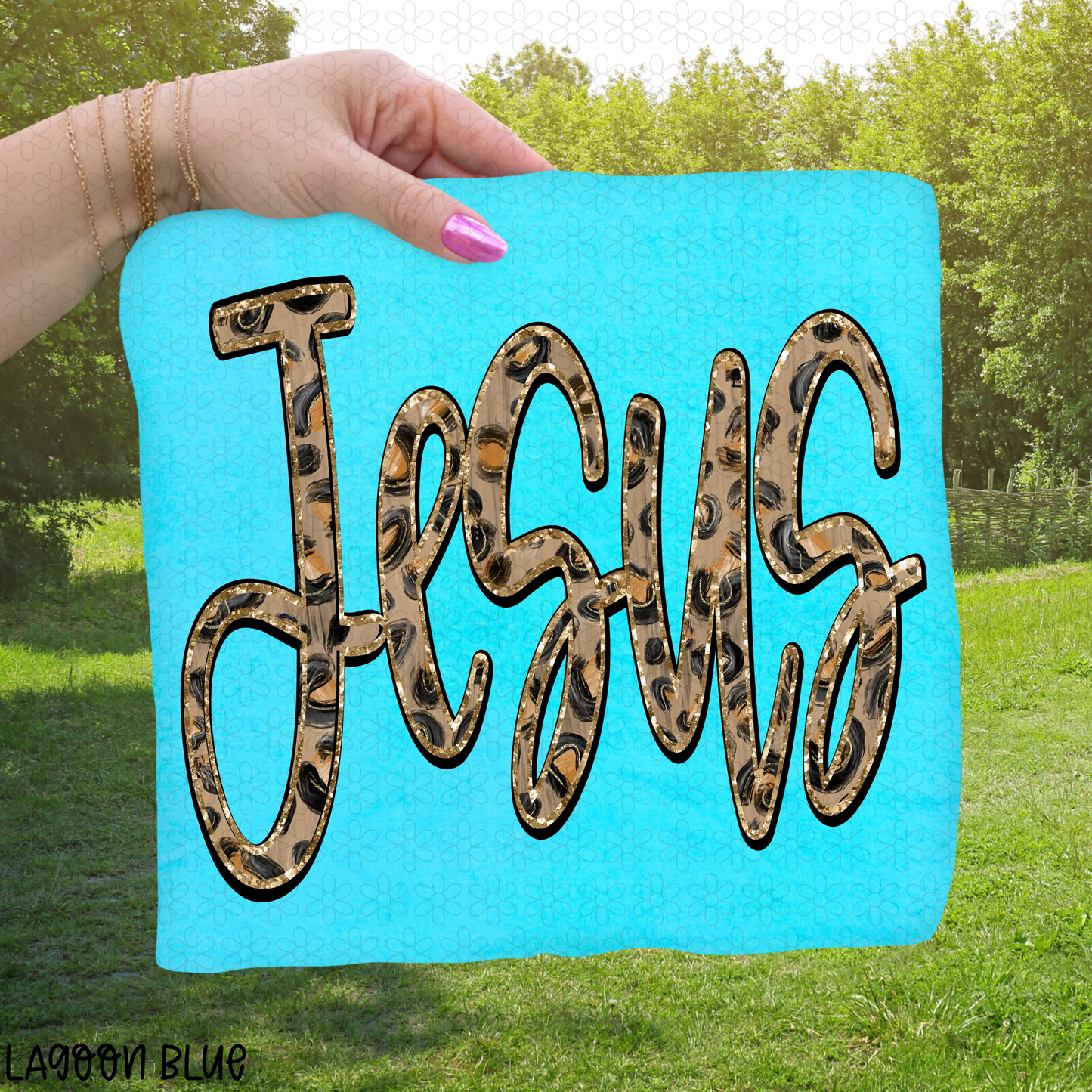 Leopard Gold Glitter Jesus DTF Transfer