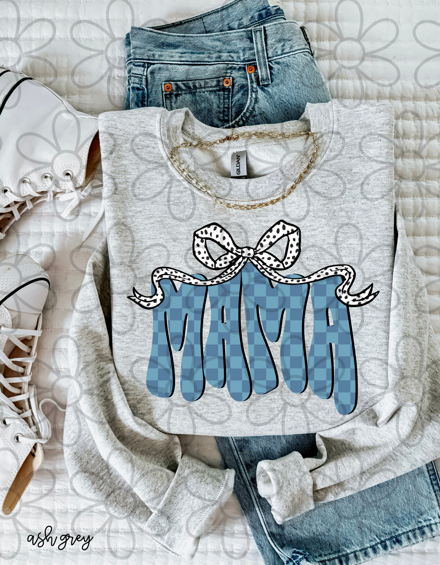 Blue Checkered Mama Coquette DTF Transfer
