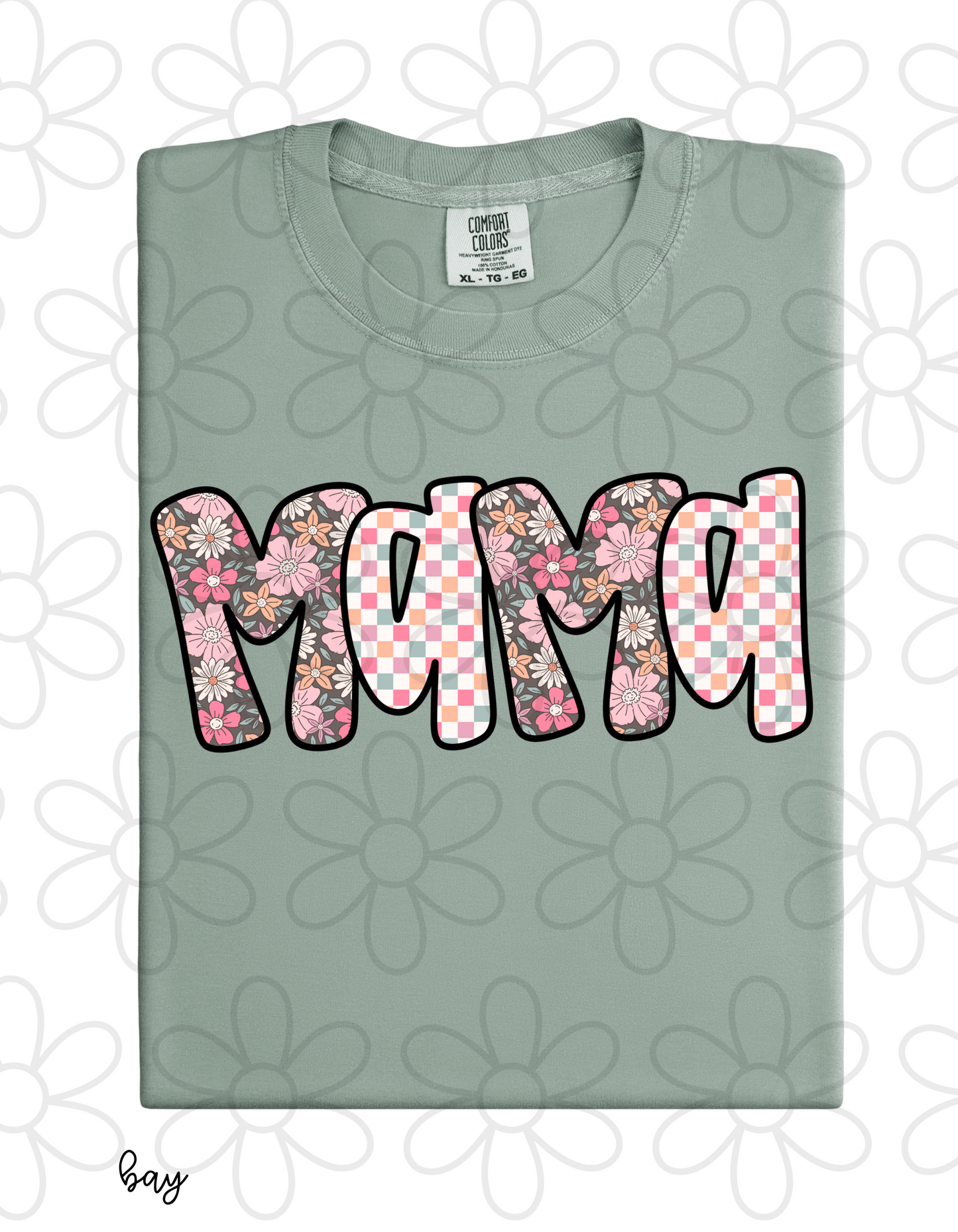 Floral Checkered Mama Completed Tee