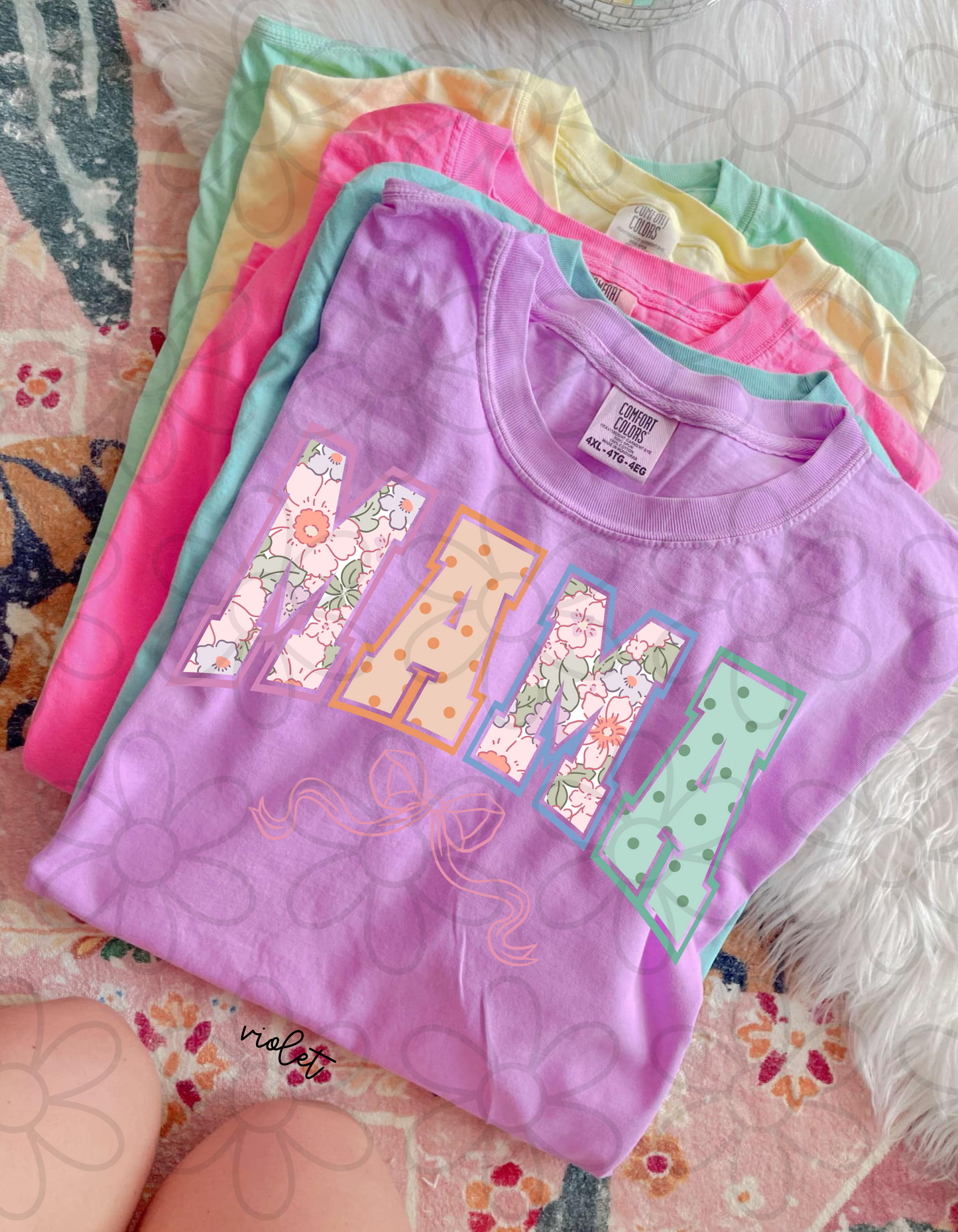 Floral Polka Dot Coquette Mama Completed Tee