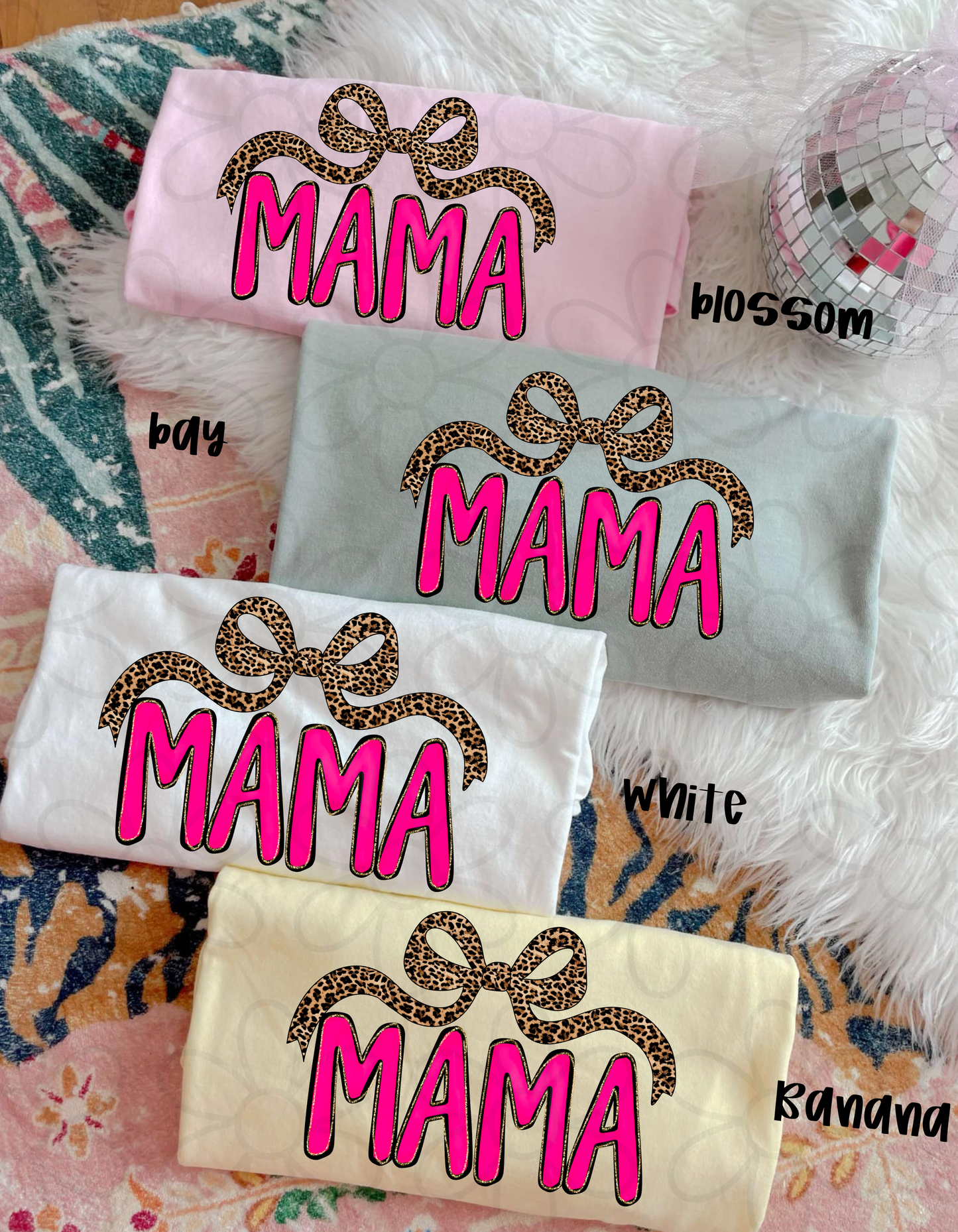 Leopard Bow Mama Completed Tee
