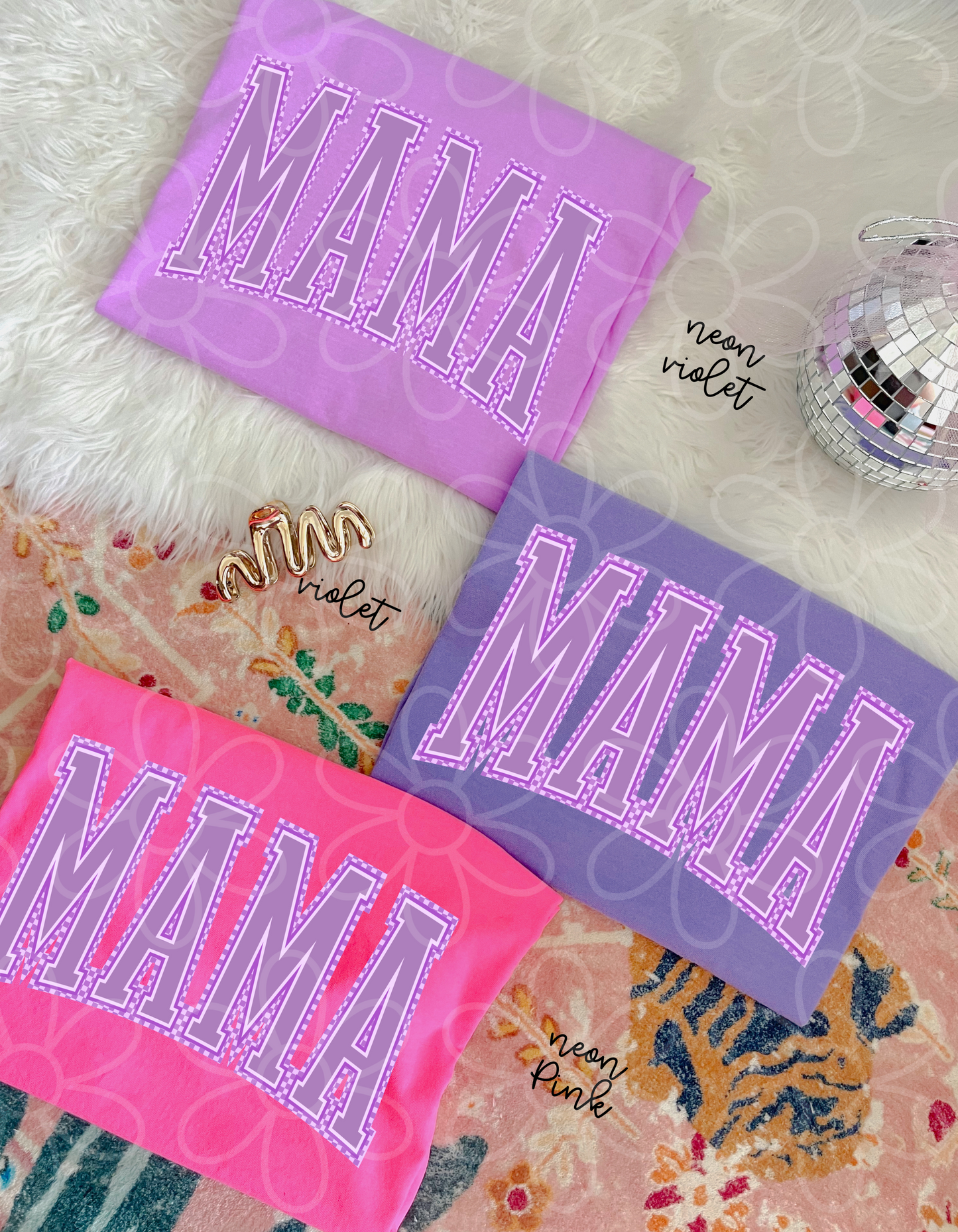 Purple Checkered Mama DTF Transfer