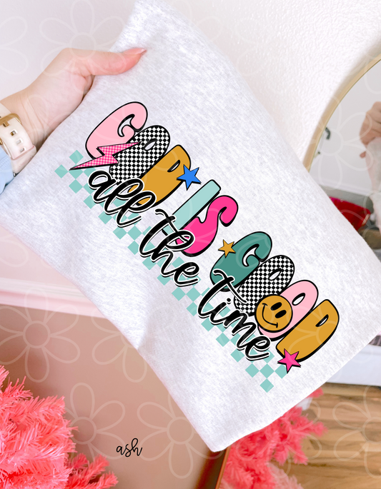 Retro God Is Good All The Time Kids Completed Tee