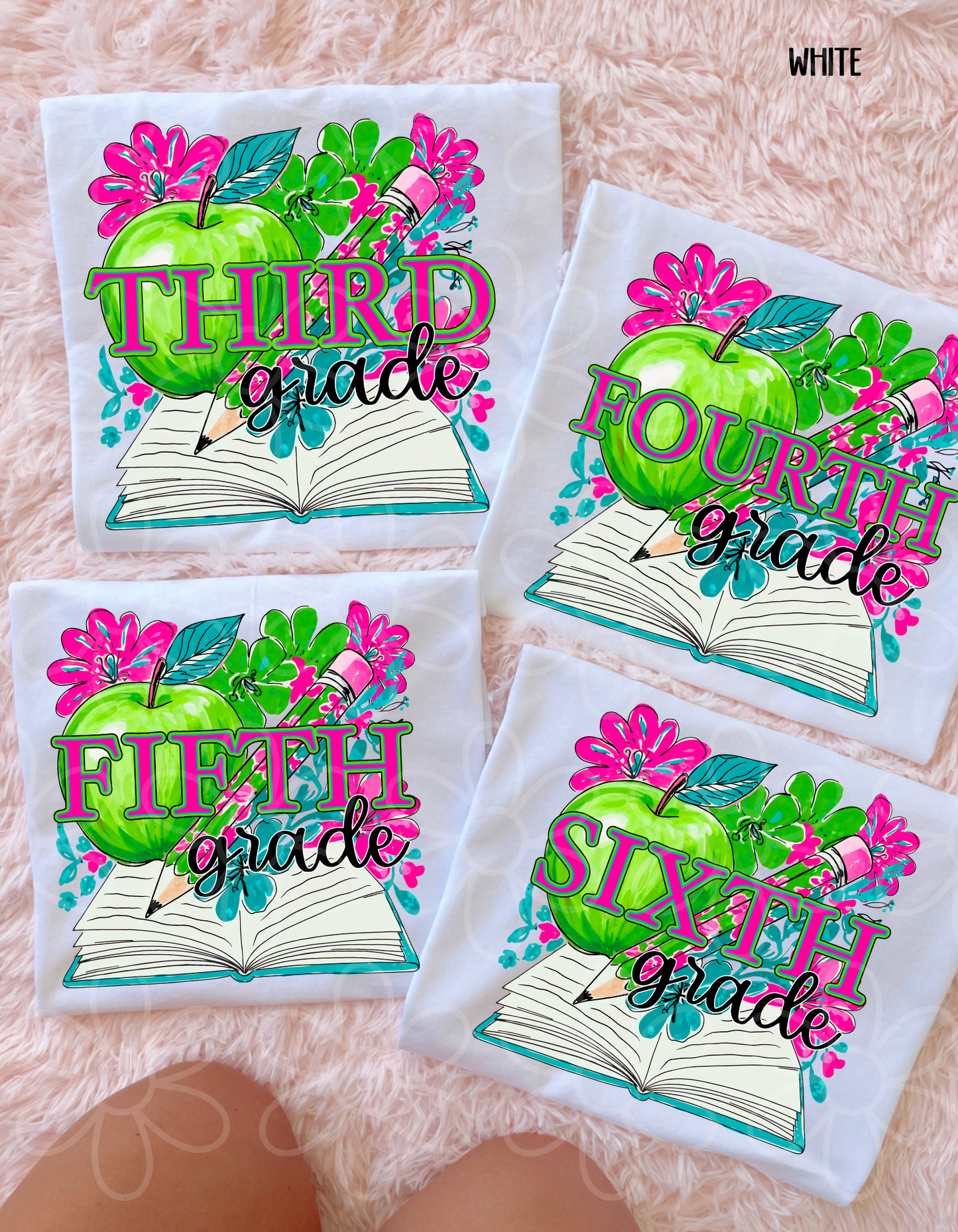 School Grades Floral Apple (Multiple Options) DTF Transfer