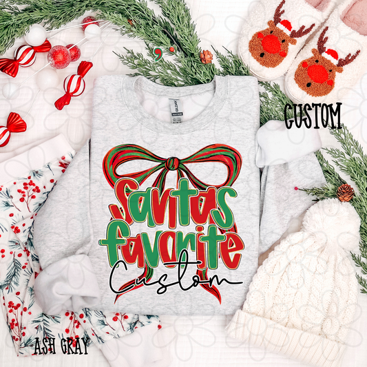 Santas Favorite Coquette Bow Custom Name DTF Transfer