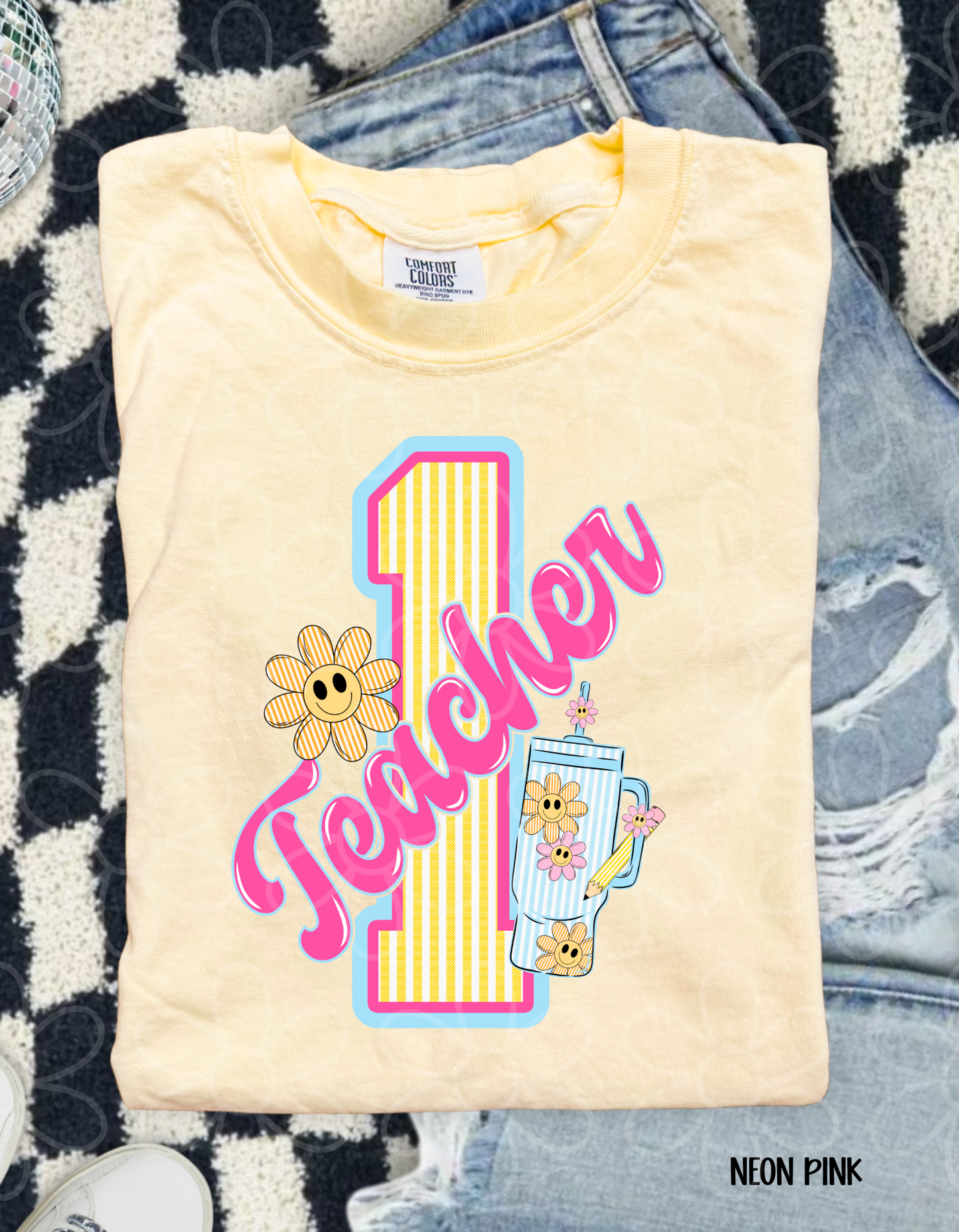 Teacher Grades Stripes And Flowers DTF Transfer