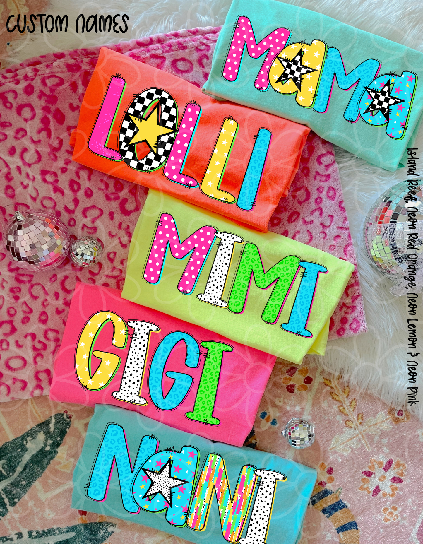 Colorful Preppy Custom Names Completed Tee