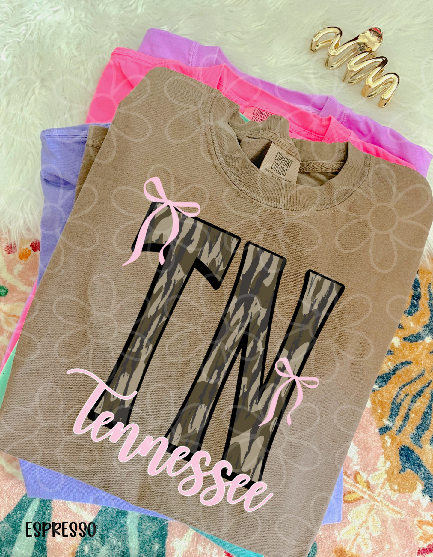 Camo States Pink Bows (Multiple Options) Kids Completed Tee