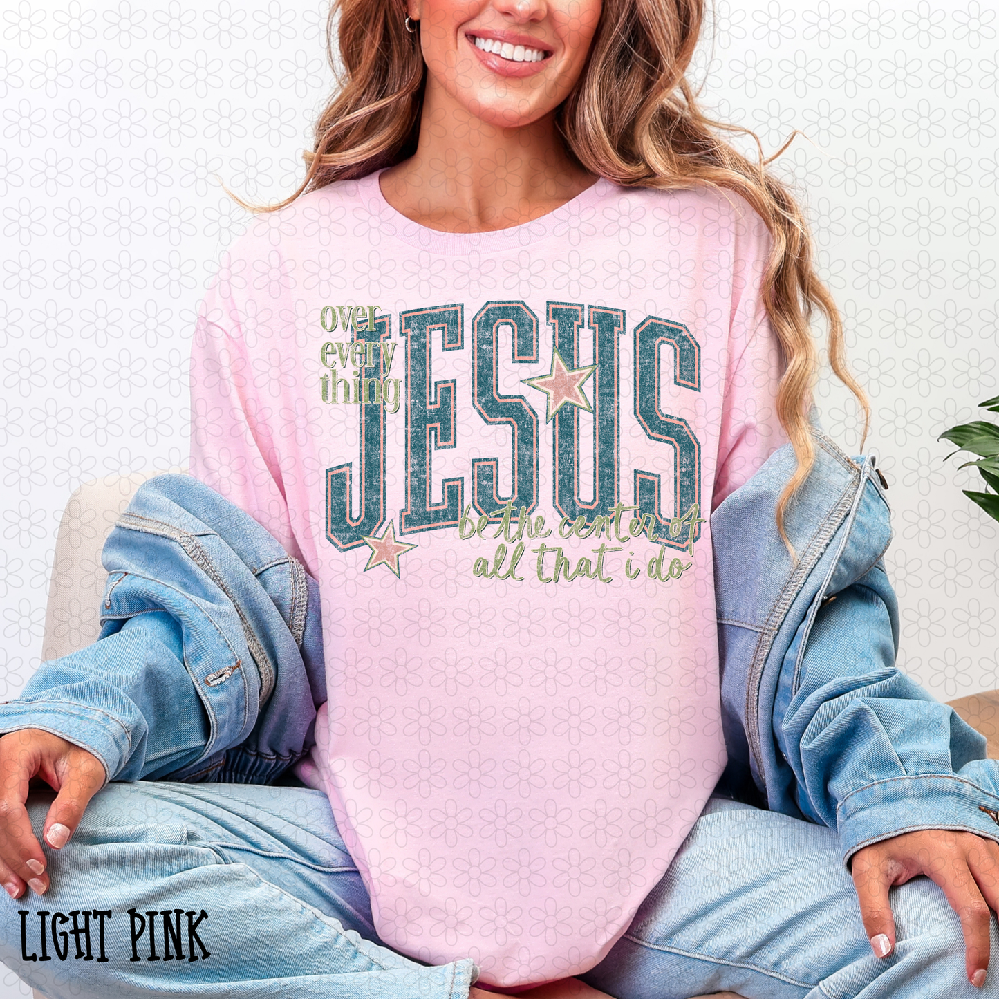 Distressed Over Everything Jesus DTF Transfer