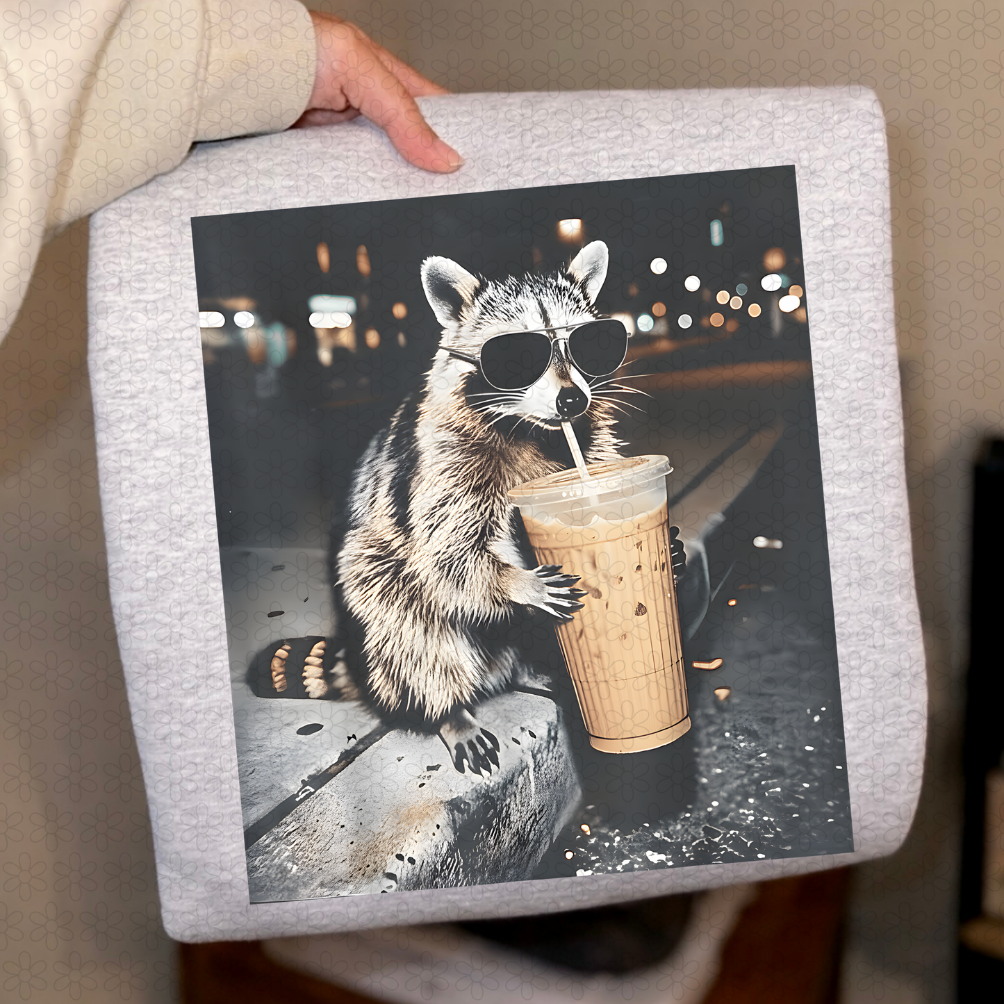 Raccoon Iced Coffee DTF Transfer