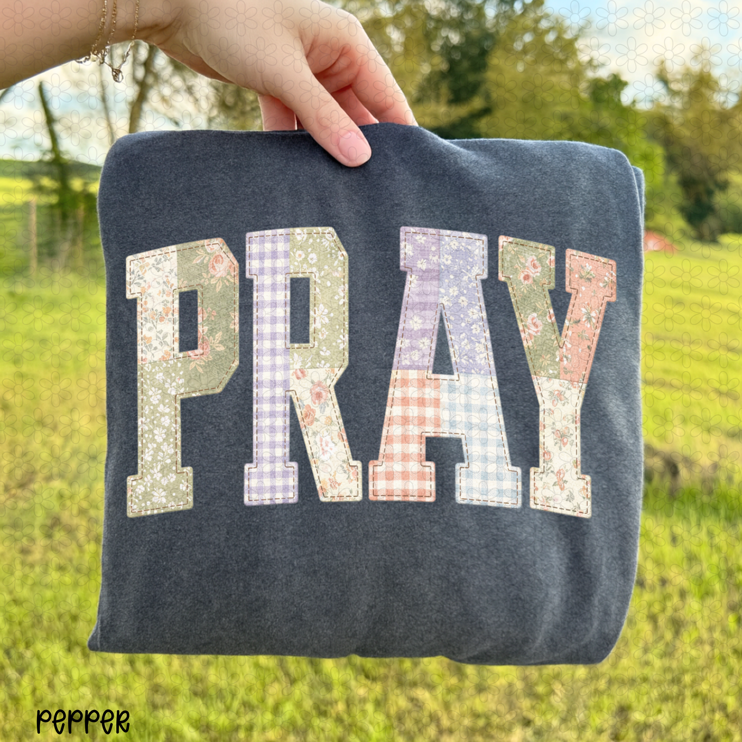 Floral Patch Pray DTF Transfer