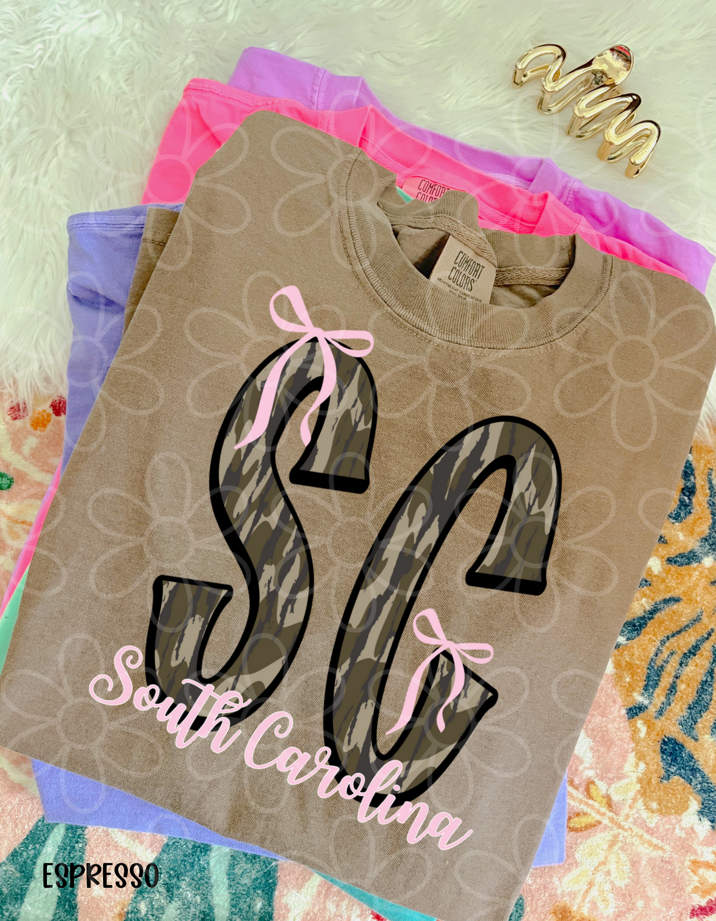 Camo States Pink Bows (Multiple Options) Kids Completed Tee