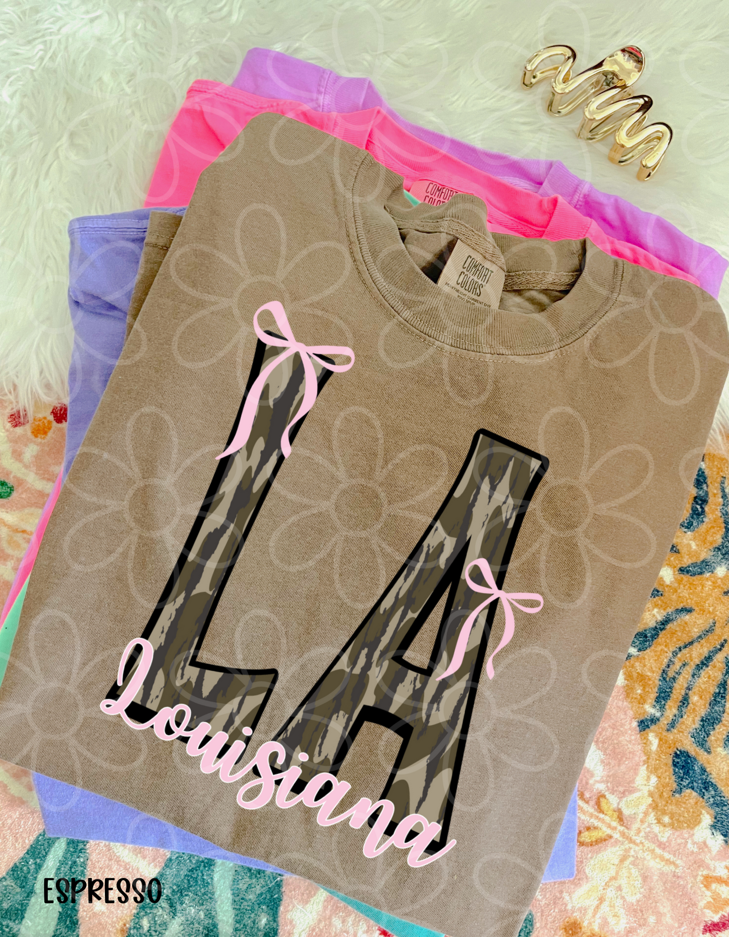 Camo States Pink Bows (Multiple Options) Kids Completed Tee