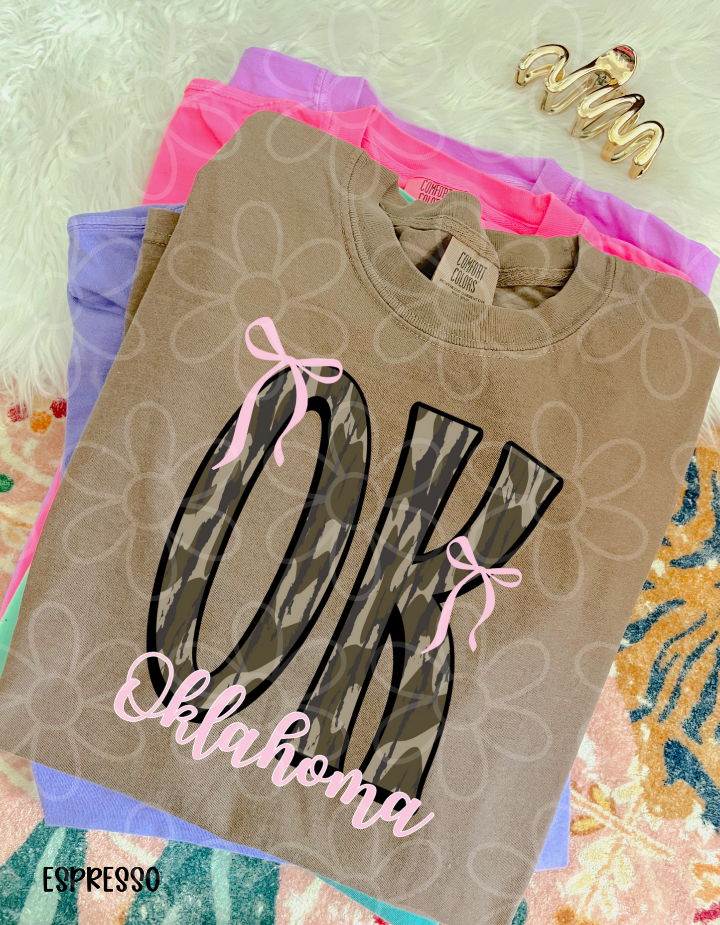 Camo States Pink Bows (Multiple Options) Kids Completed Tee