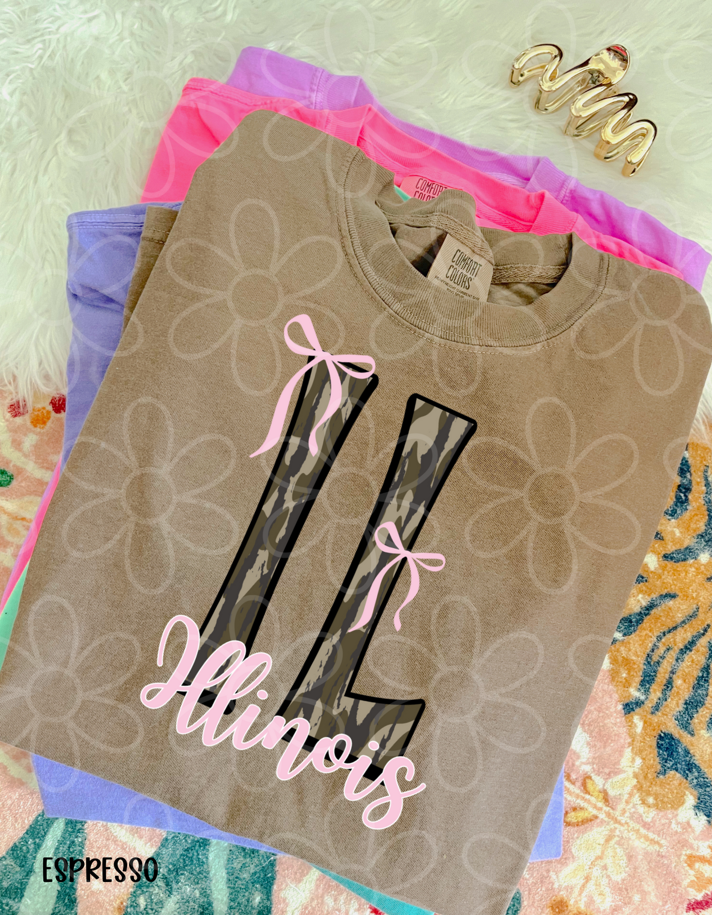 Camo States Pink Bows (Multiple Options) Kids Completed Tee