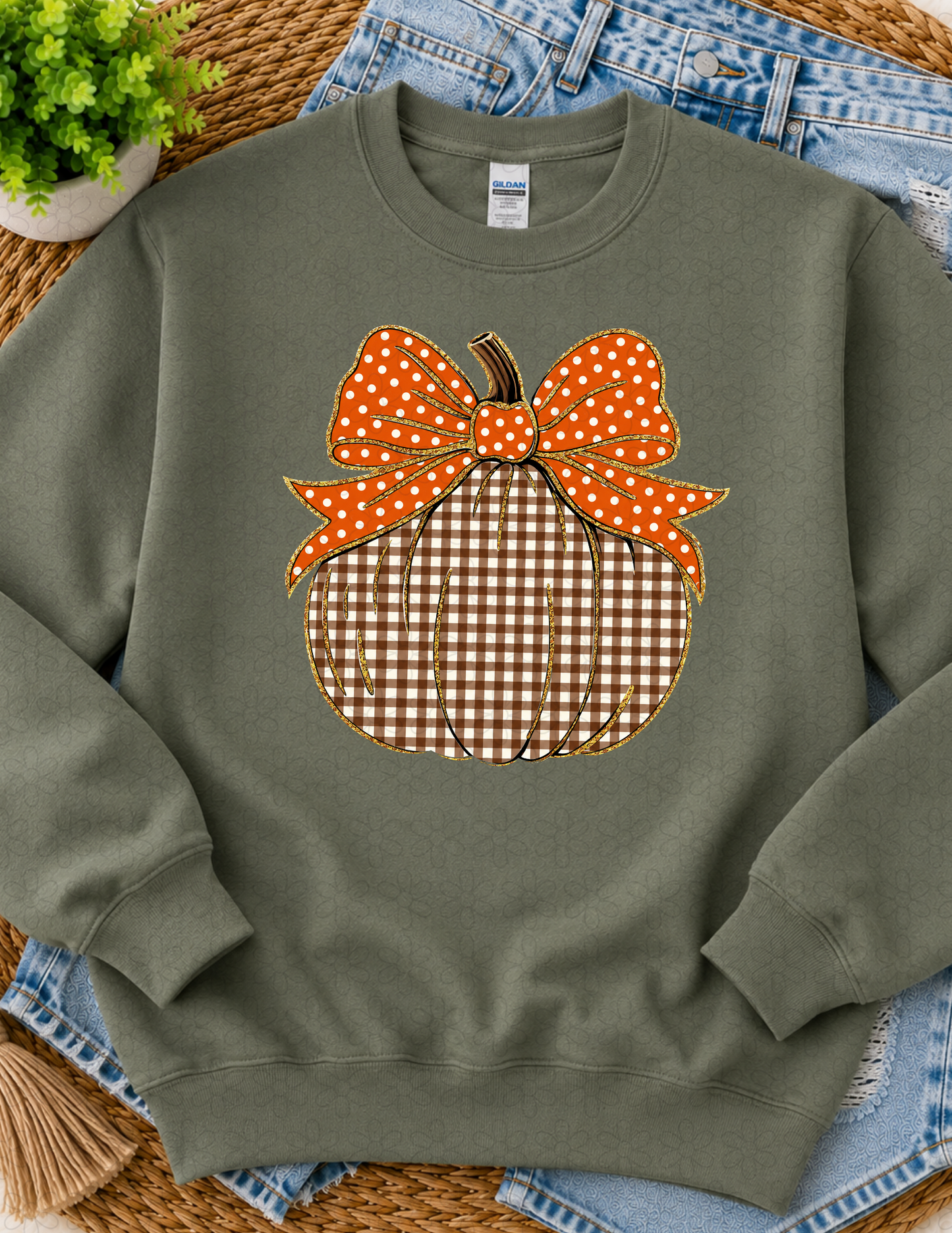 Polka Dot Bow Pumpkin DTF Transfer