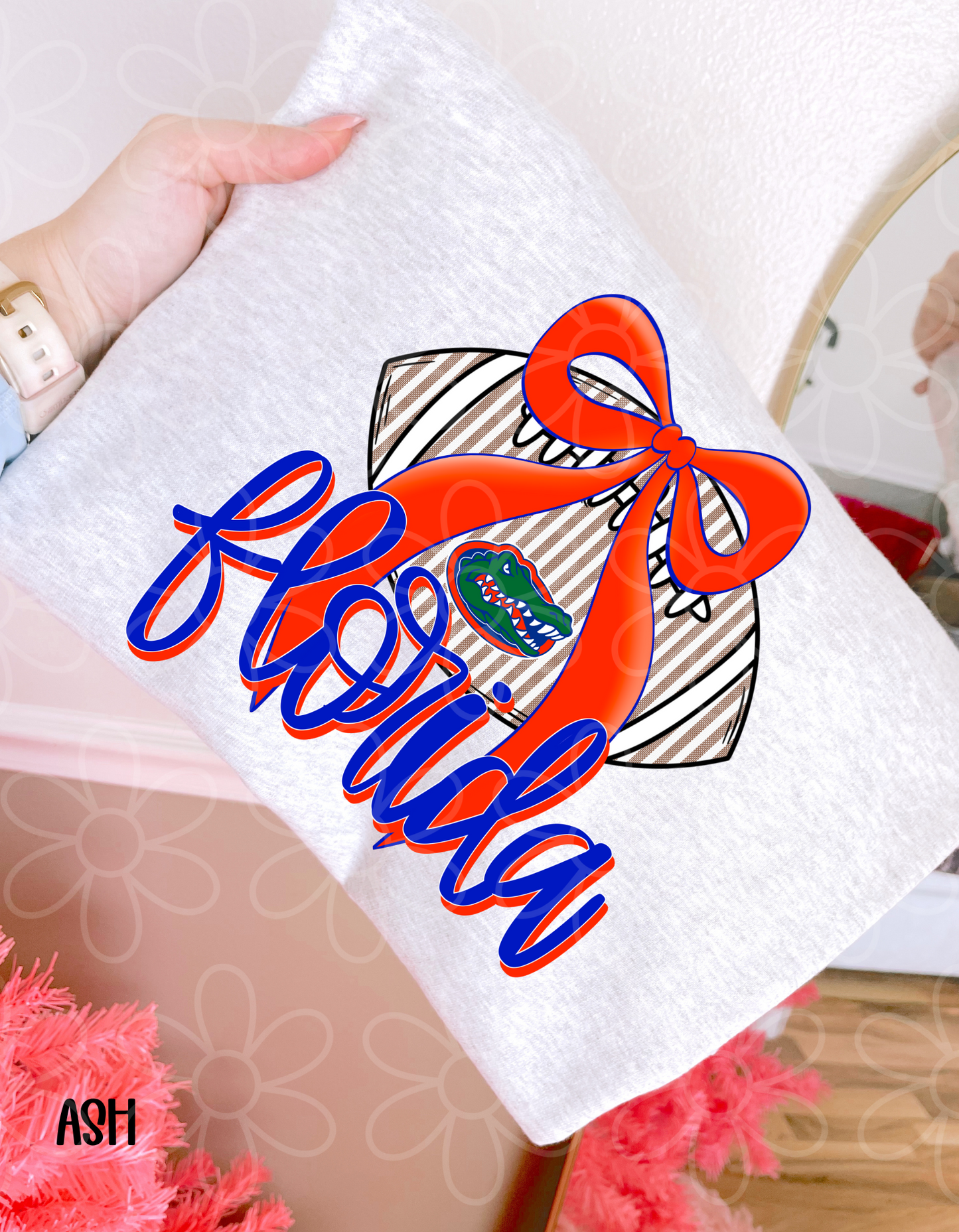 Striped Football Teams With Bow (Multiple Options) Kids Completed Tee