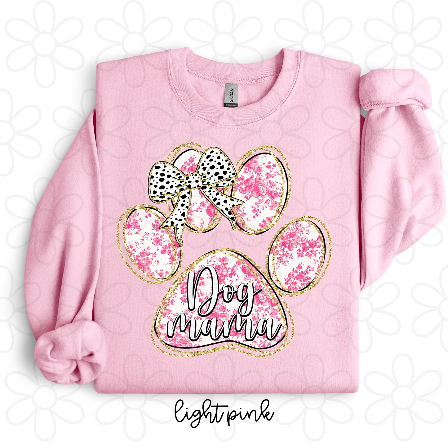 Pink Floral Gold Glitter Dog Mama Completed Tee