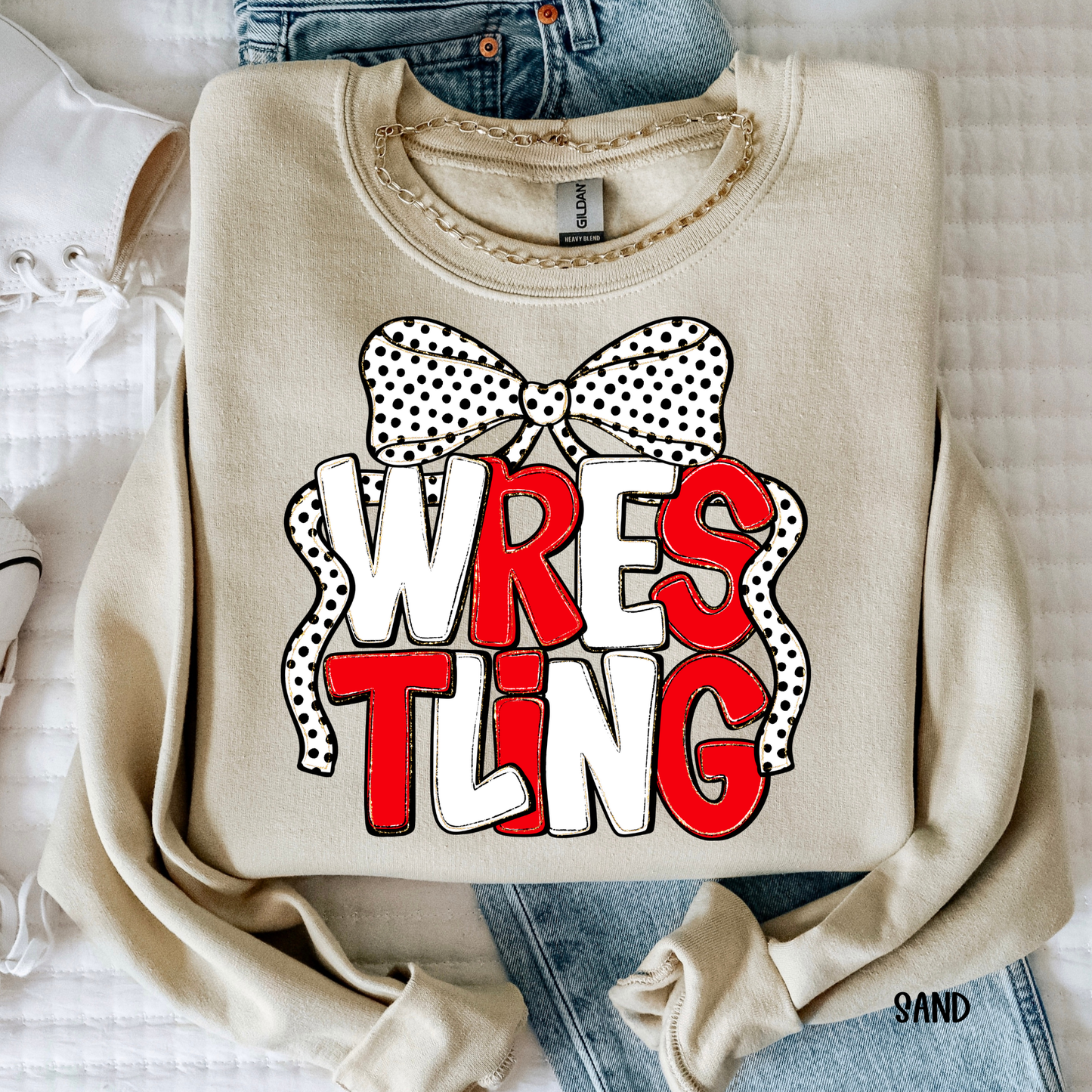 Wrestling Black & White Bow (Multiple Color Options) DTF Transfer