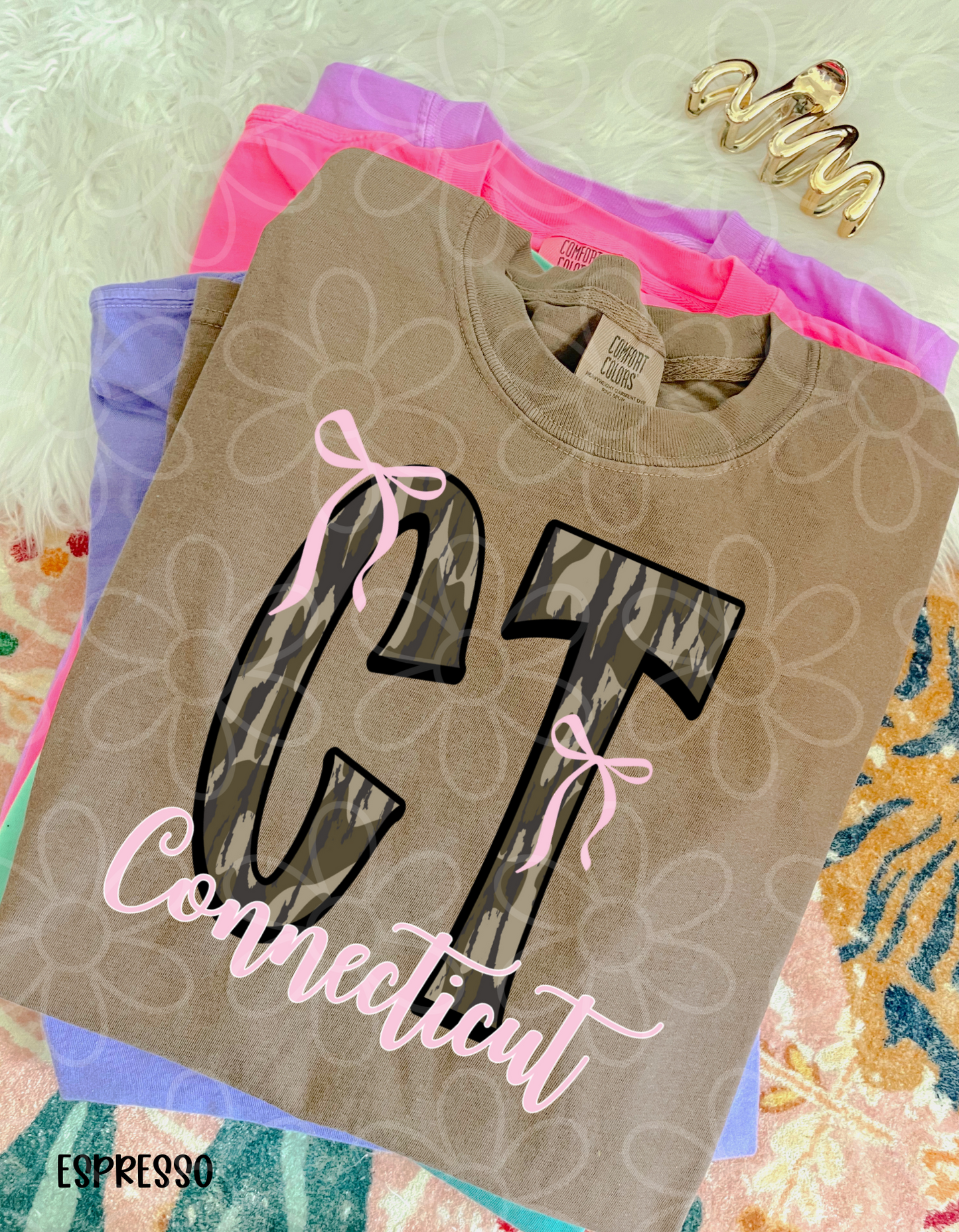 Camo States Pink Bows (Multiple Options) Kids Completed Tee