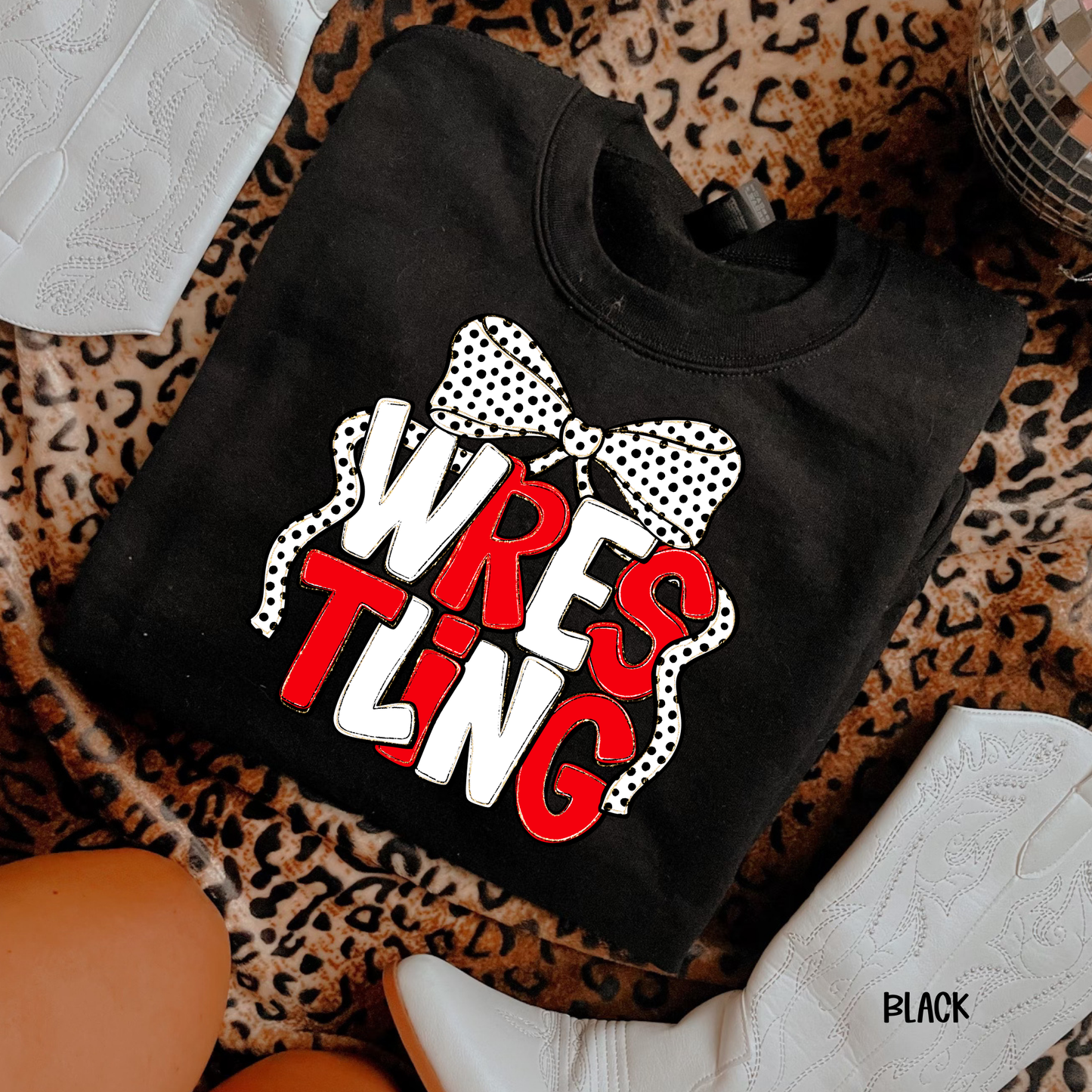 Wrestling Black & White Bow (Multiple Color Options) DTF Transfer