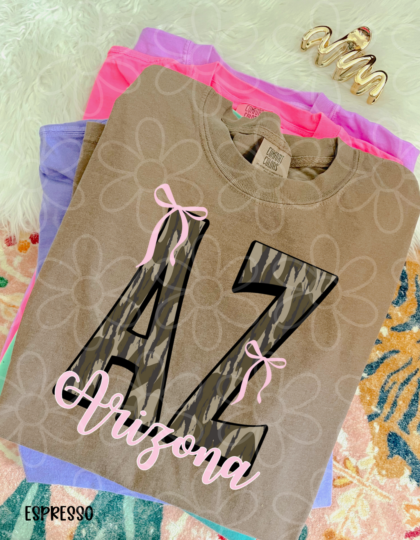 Camo States Pink Bows (Multiple Options) Kids Completed Tee