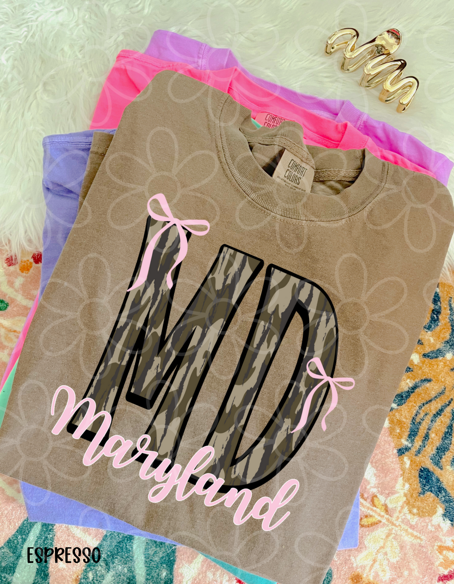 Camo States Pink Bows (Multiple Options) Completed Tee