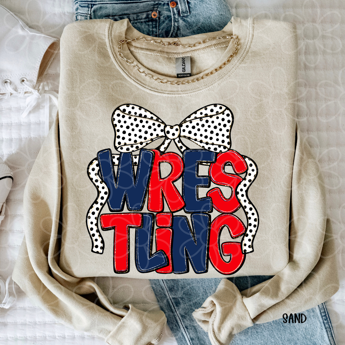 Wrestling Black & White Bow (Multiple Color Options) DTF Transfer