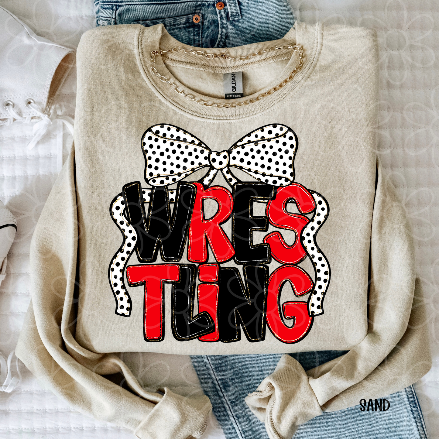 Wrestling Black & White Bow (Multiple Color Options) DTF Transfer
