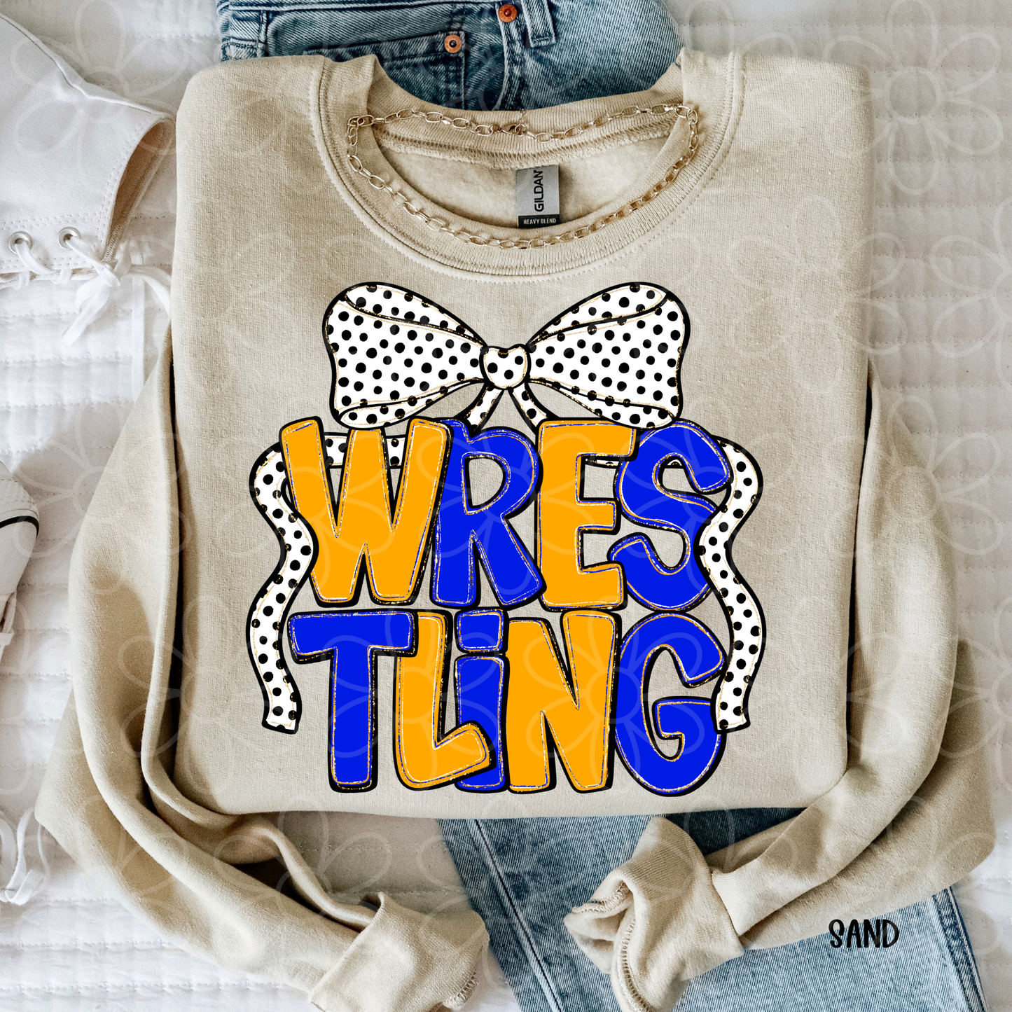 Wrestling Black & White Bow (Multiple Color Options) DTF Transfer