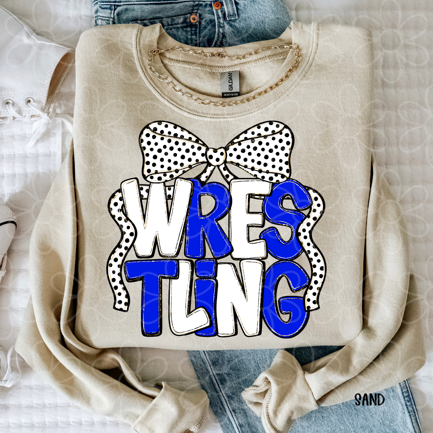 Wrestling Black & White Bow (Multiple Color Options) DTF Transfer