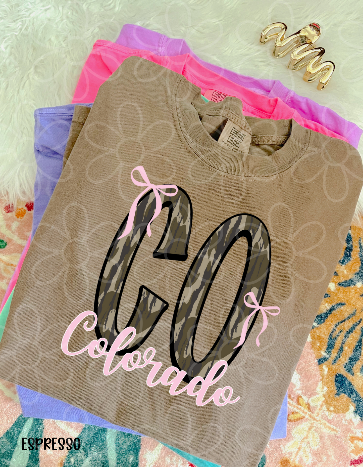 Camo States Pink Bows (Multiple Options) Kids Completed Tee