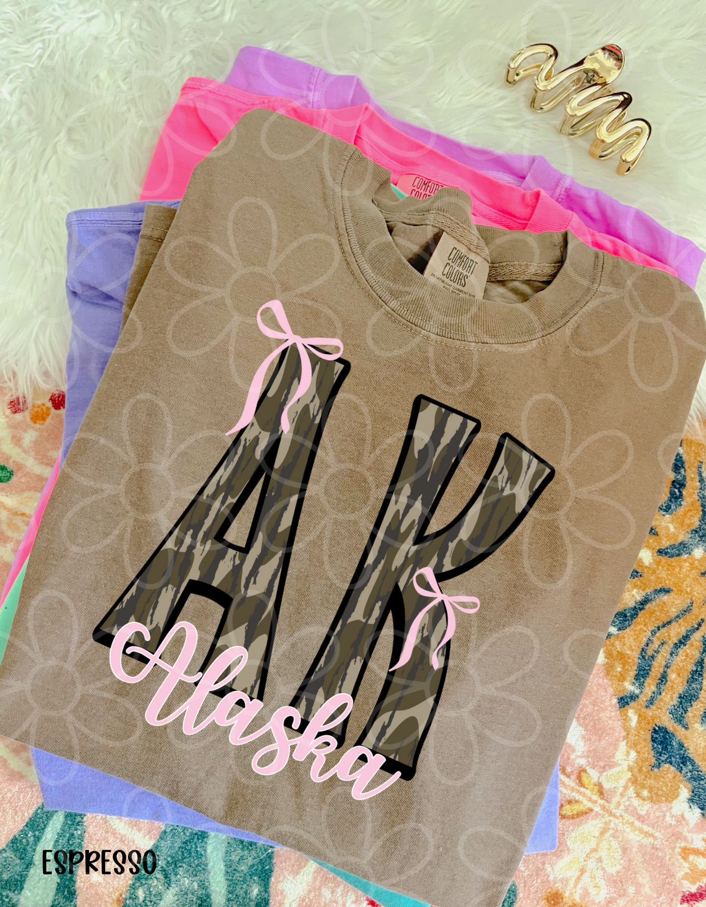 Camo States Pink Bows (Multiple Options) Kids Completed Tee