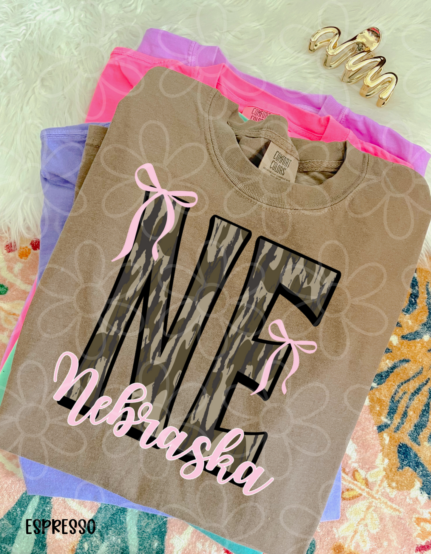 Camo States Pink Bows (Multiple Options) Kids Completed Tee