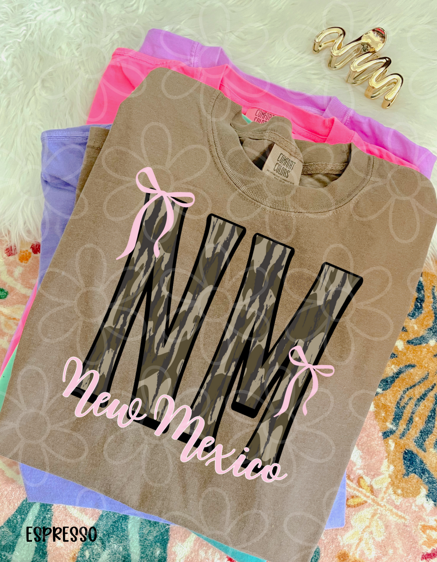 Camo States Pink Bows (Multiple Options) Kids Completed Tee