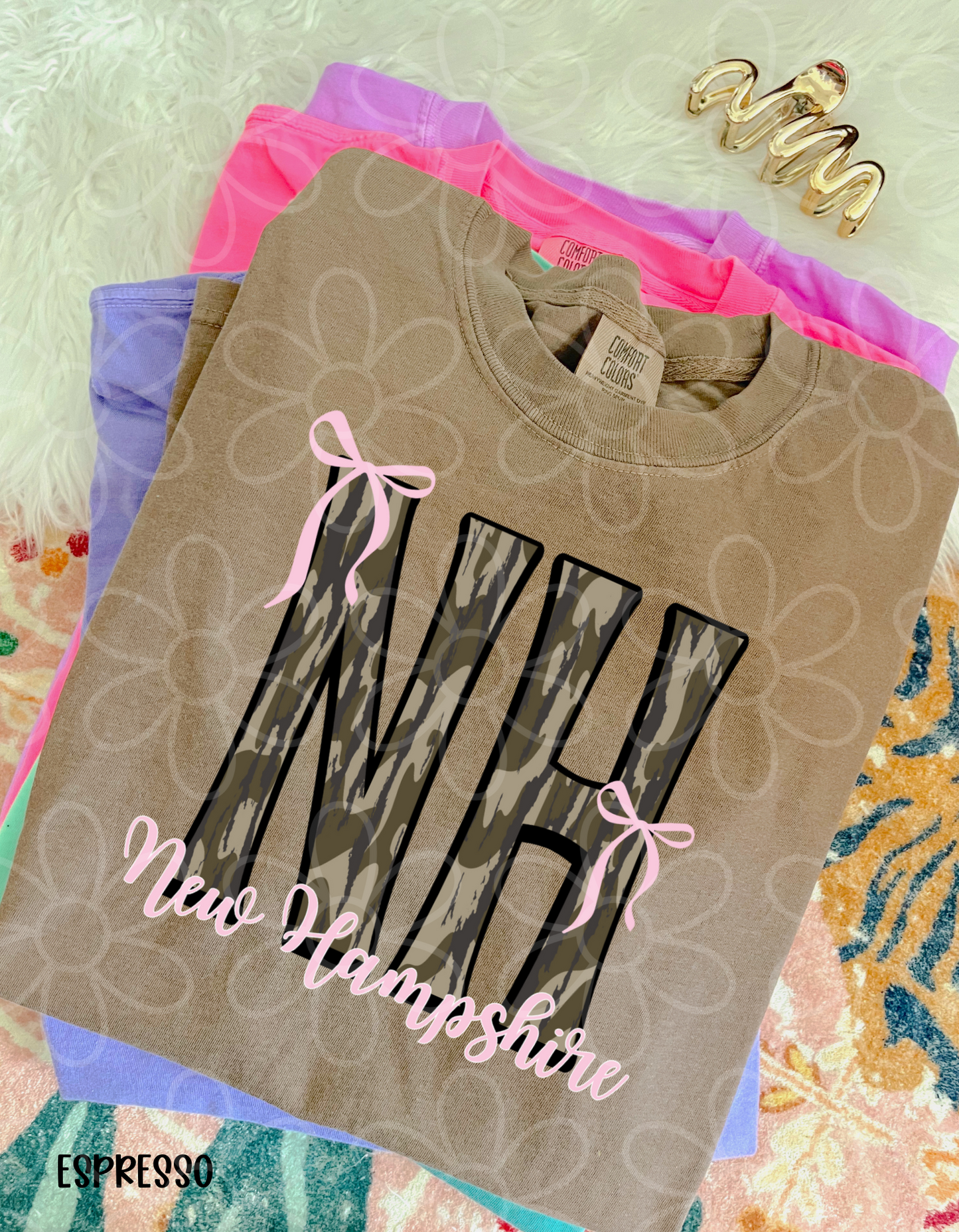 Camo States Pink Bows (Multiple Options) Kids Completed Tee