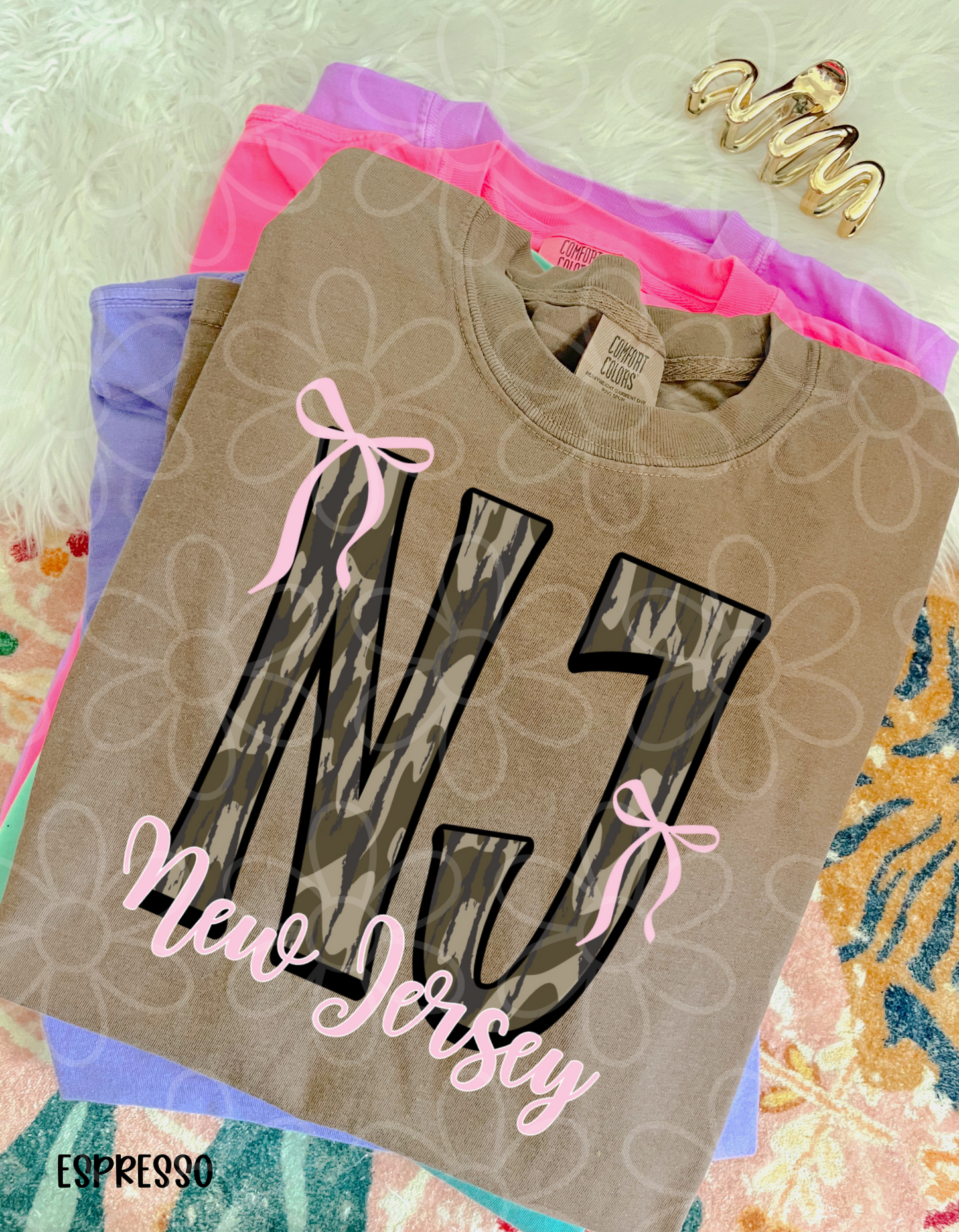 Camo States Pink Bows (Multiple Options) Kids Completed Tee