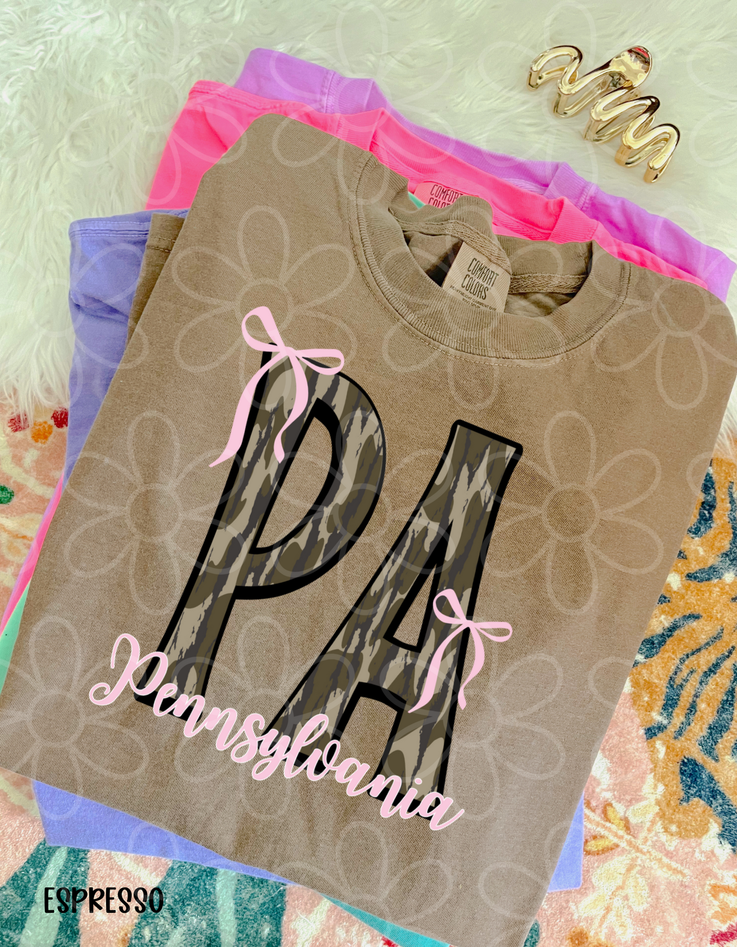 Camo States Pink Bows (Multiple Options) Completed Tee