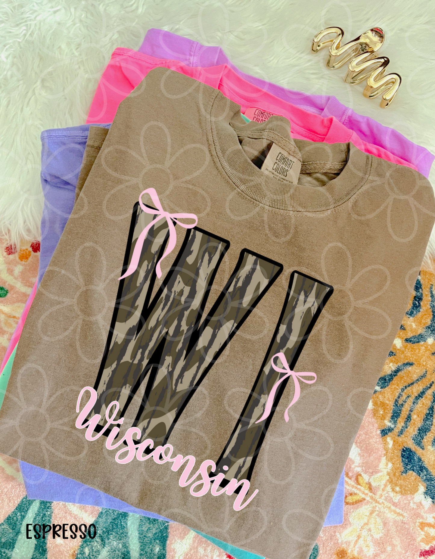 Camo States Pink Bows (Multiple Options) Kids Completed Tee
