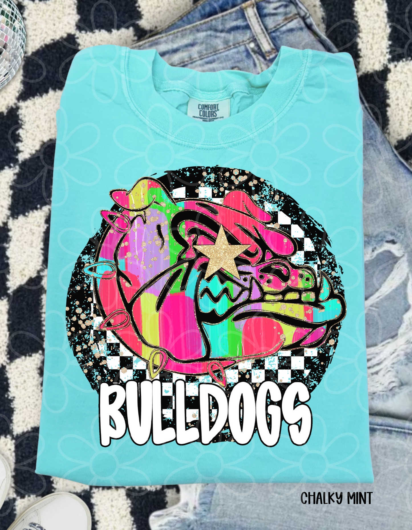 Colorful Checkered Star Sports Teams (Multiple Options) Completed Tee