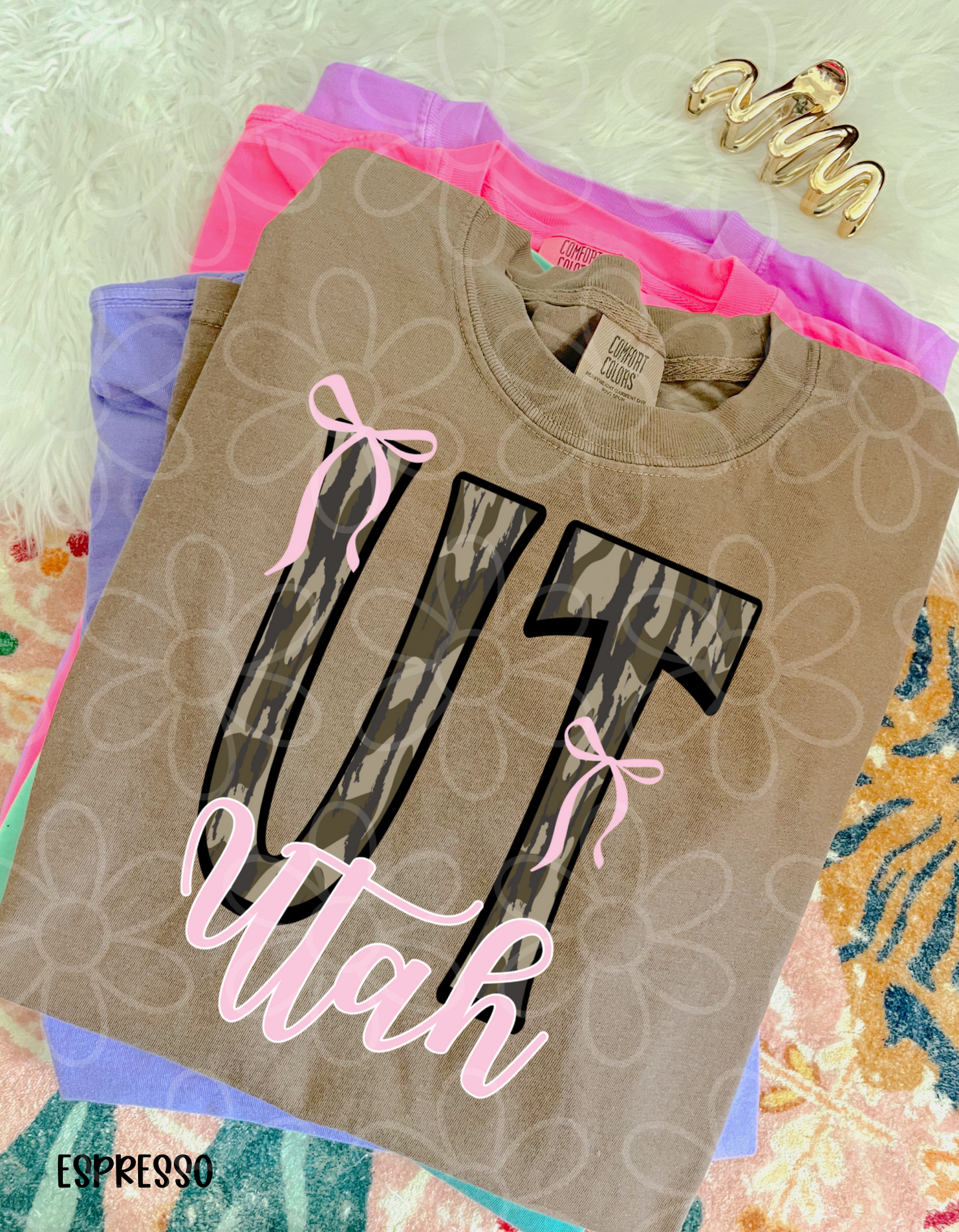 Camo States Pink Bows (Multiple Options) Kids Completed Tee