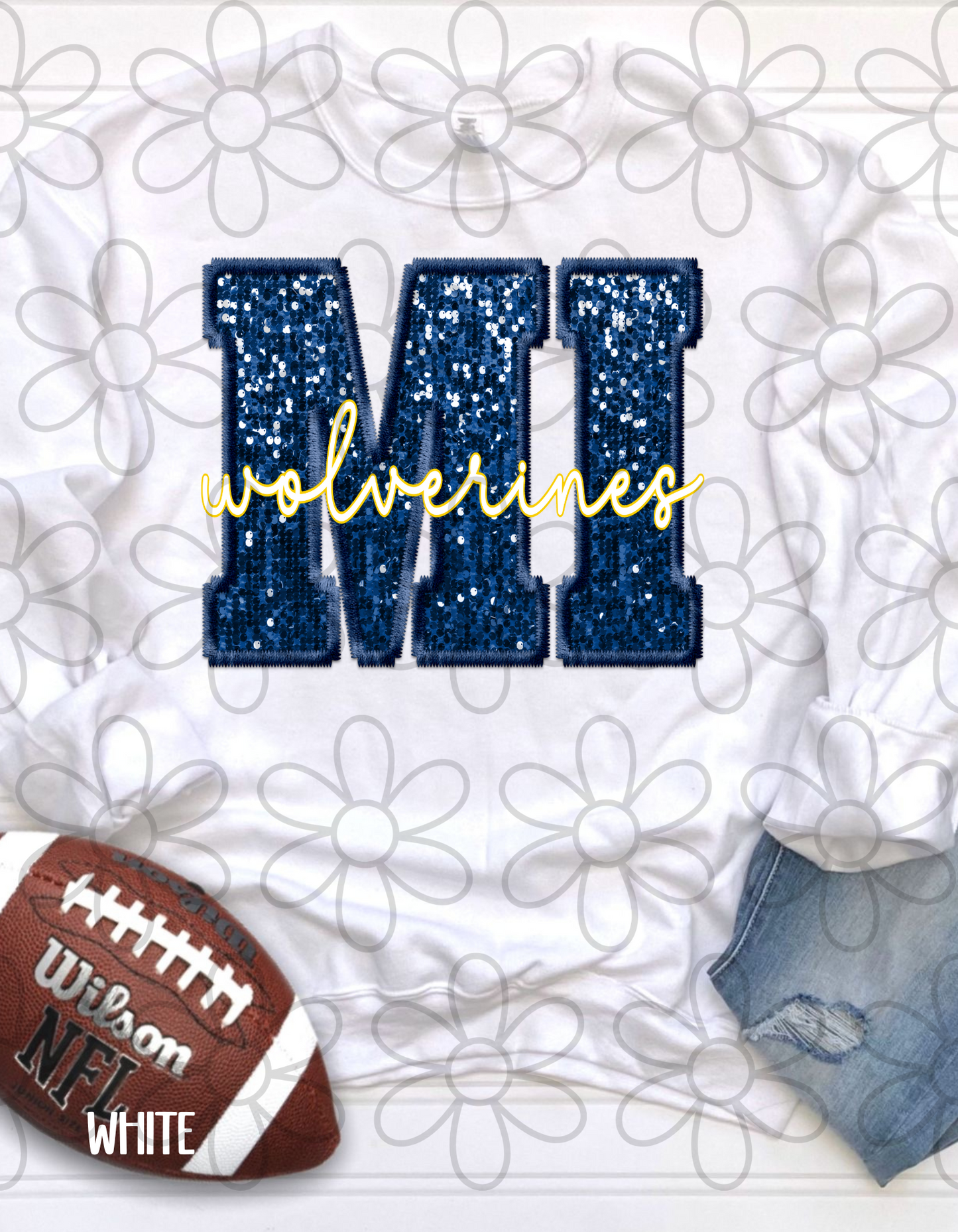 Football Team Sequins (Multiple Options) Kids Completed Tee