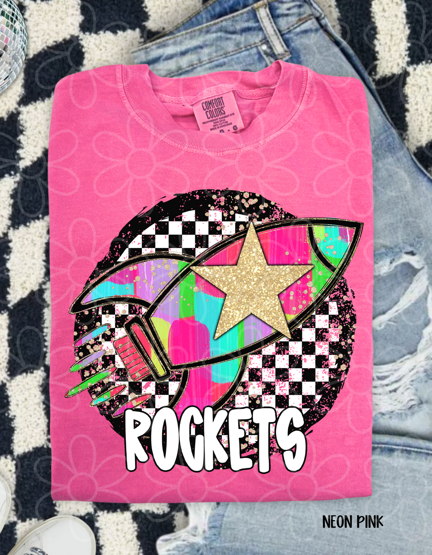 Colorful Checkered Star Sports Teams (Multiple Options) DTF Transfer