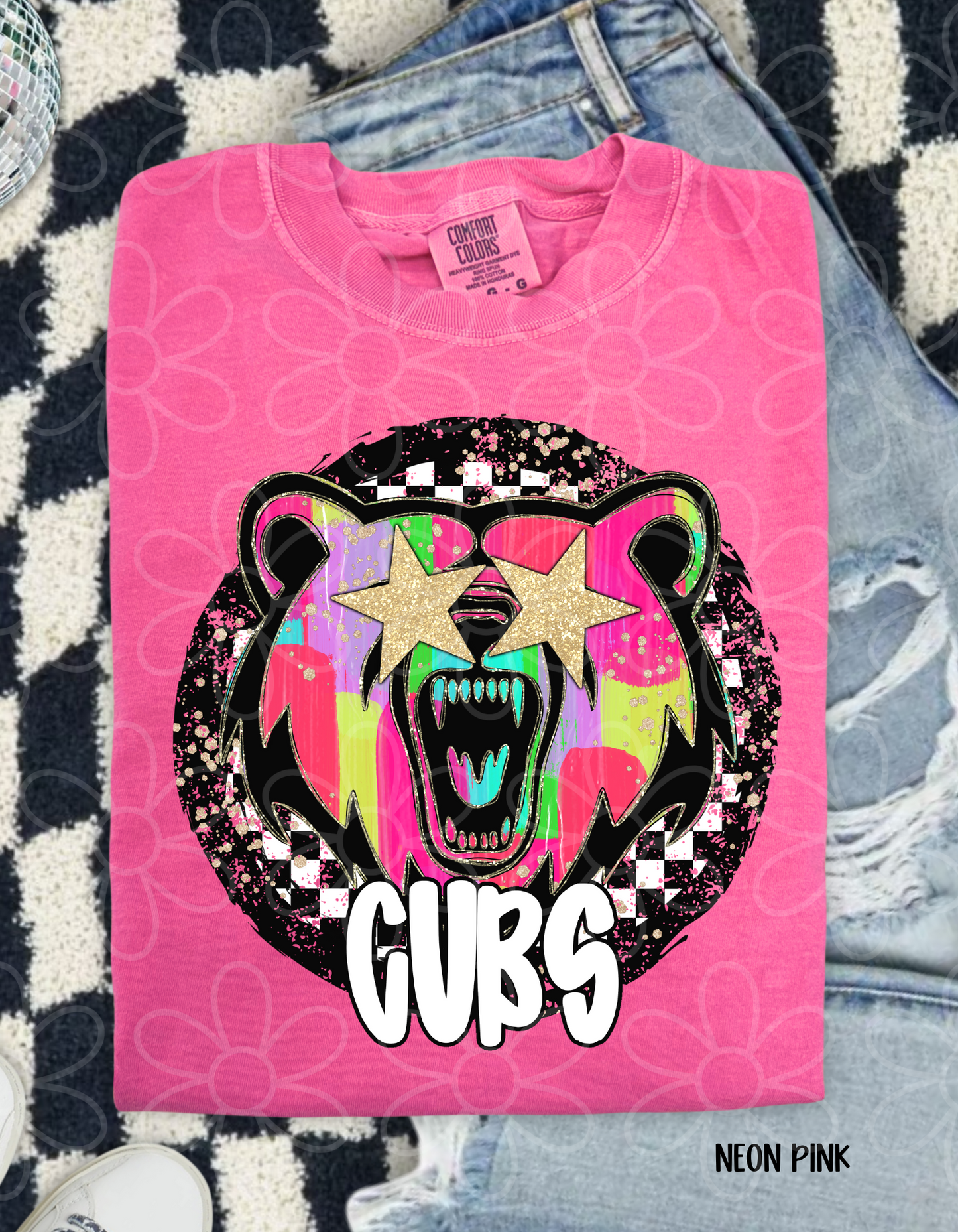Colorful Checkered Star Sports Teams (Multiple Options) DTF Transfer