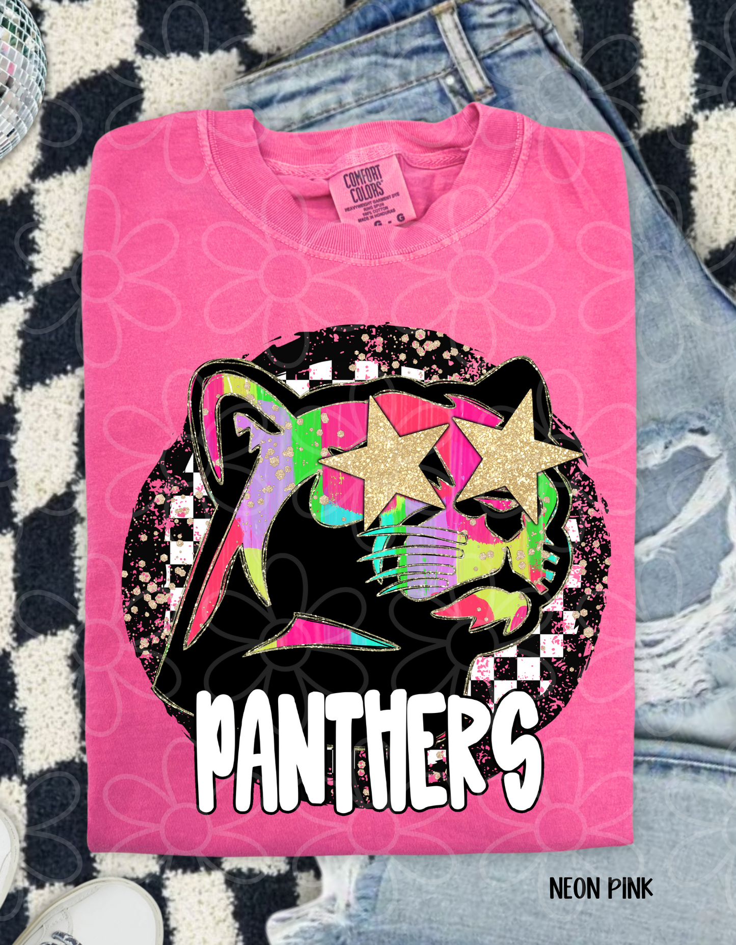 Colorful Checkered Star Sports Teams (Multiple Options) Completed Tee