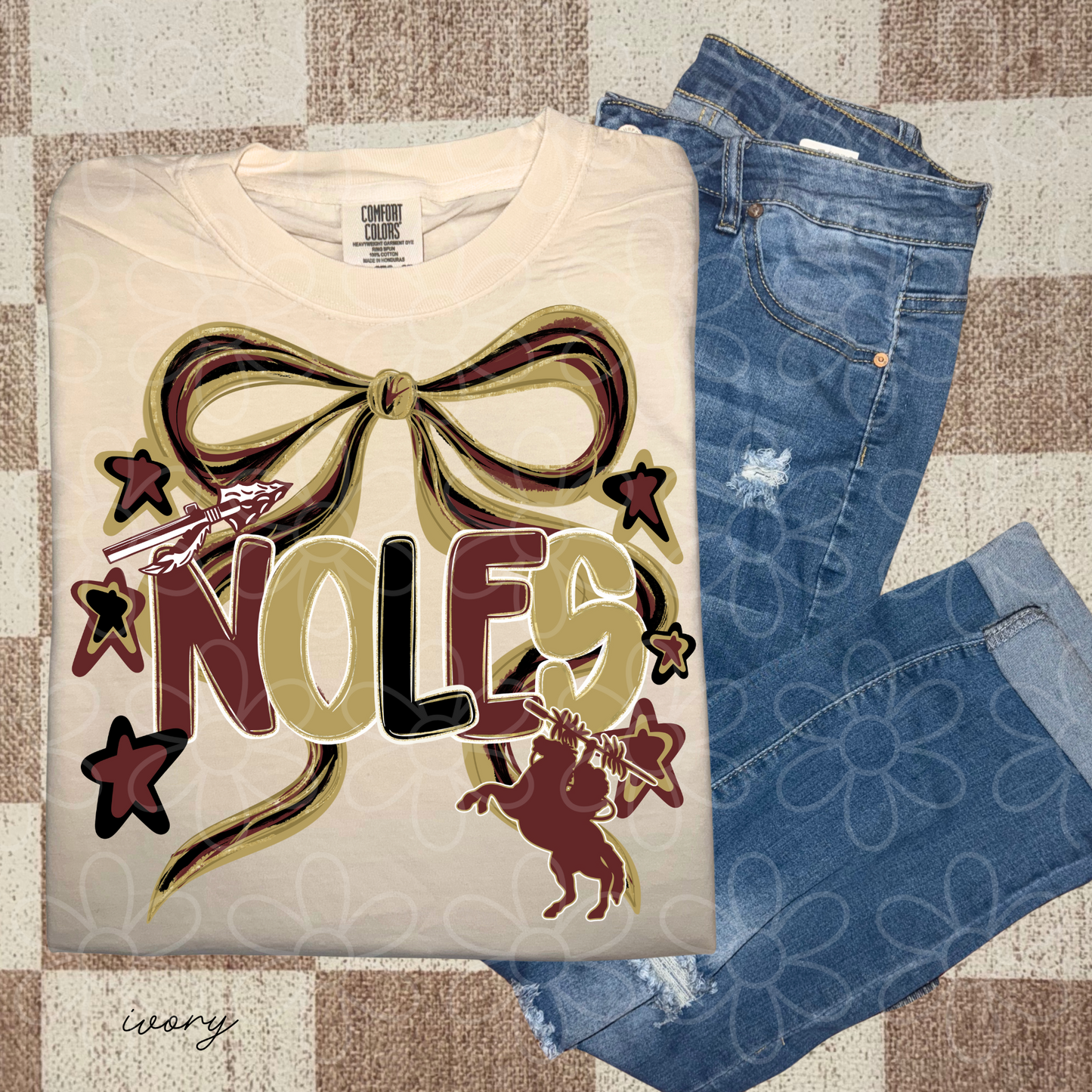 Preppy Sports Team Stars Coquette Bow (Multiple Options) Completed Tee