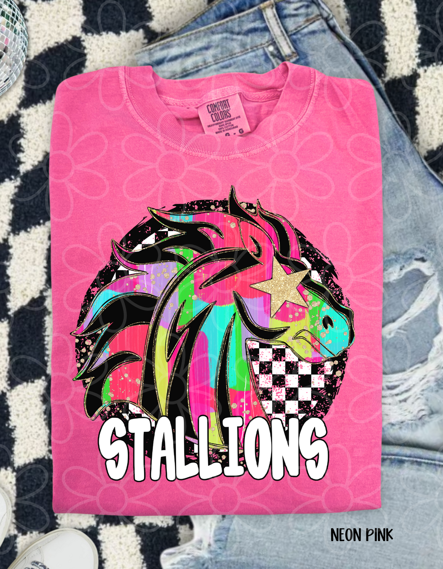 Colorful Checkered Star Sports Teams (Multiple Options) DTF Transfer
