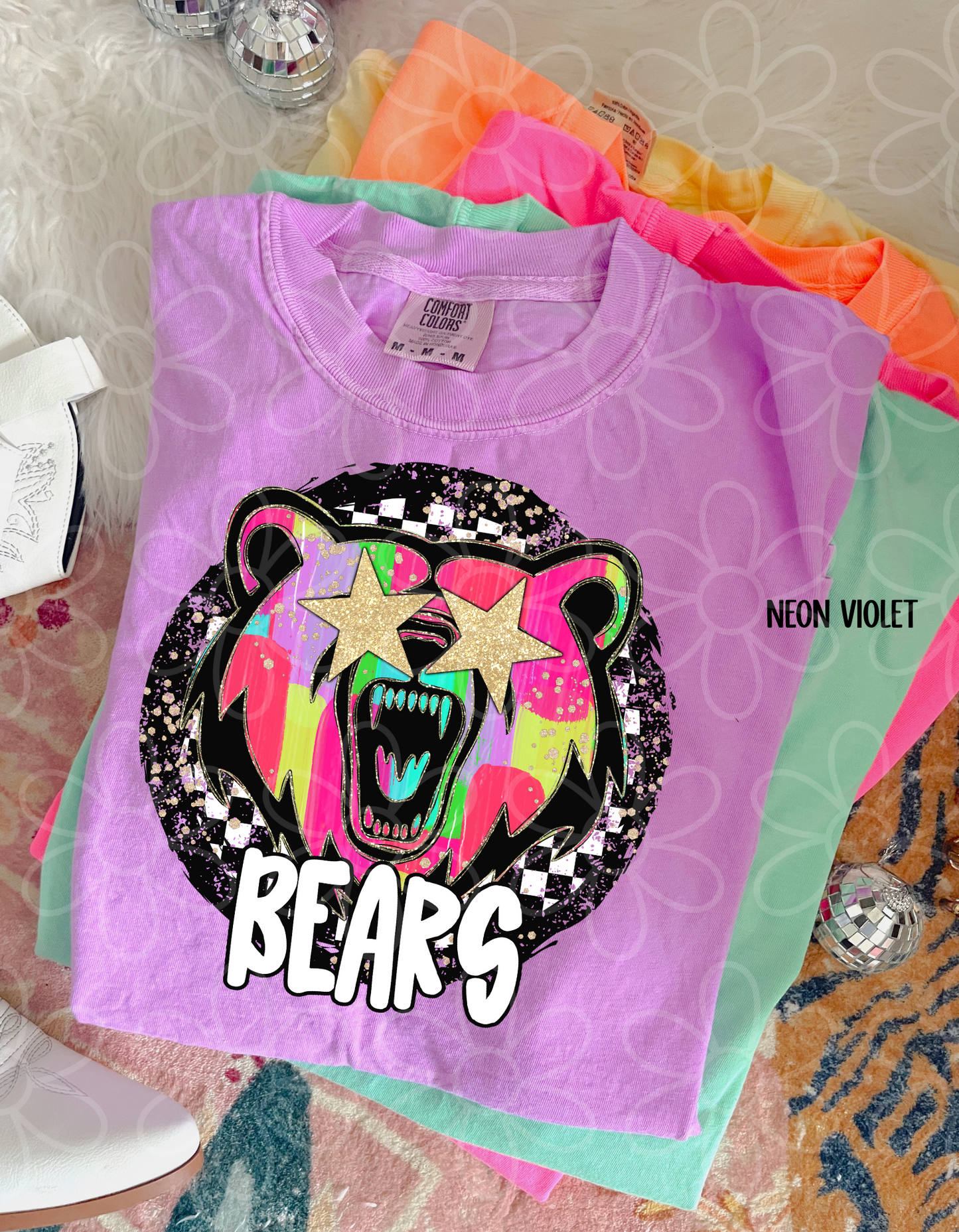 Colorful Checkered Star Sports Teams (Multiple Options) Completed Tee