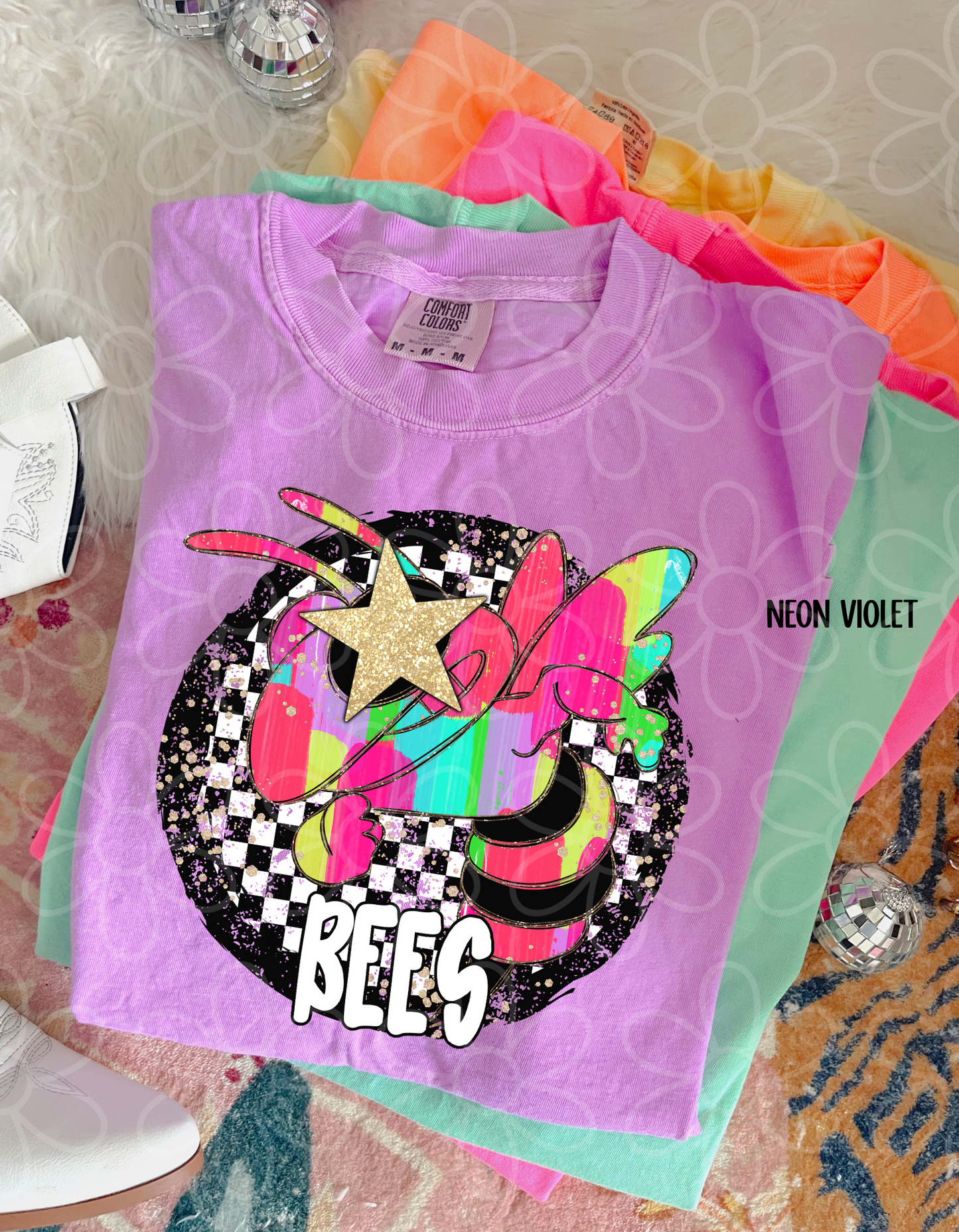 Colorful Checkered Star Sports Teams (Multiple Options) Completed Tee